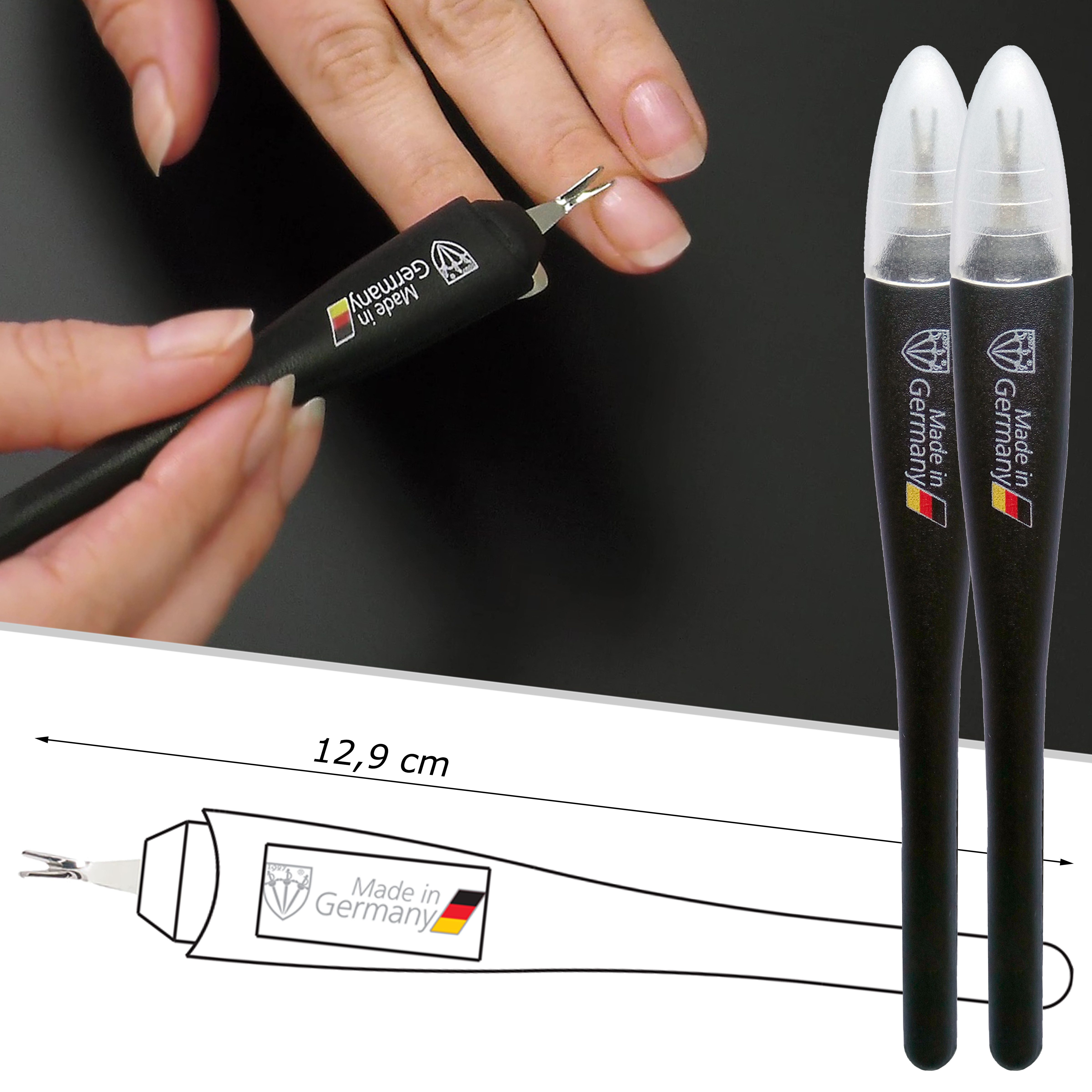 3 SCHWERTER Nagelhautmesser Nagelhautentferner, Maniküre Set mit Kunststoffetui, 2-tlg., Exaktes Nagelmesser mit extra scharfer V-Klinge, Made in Germany