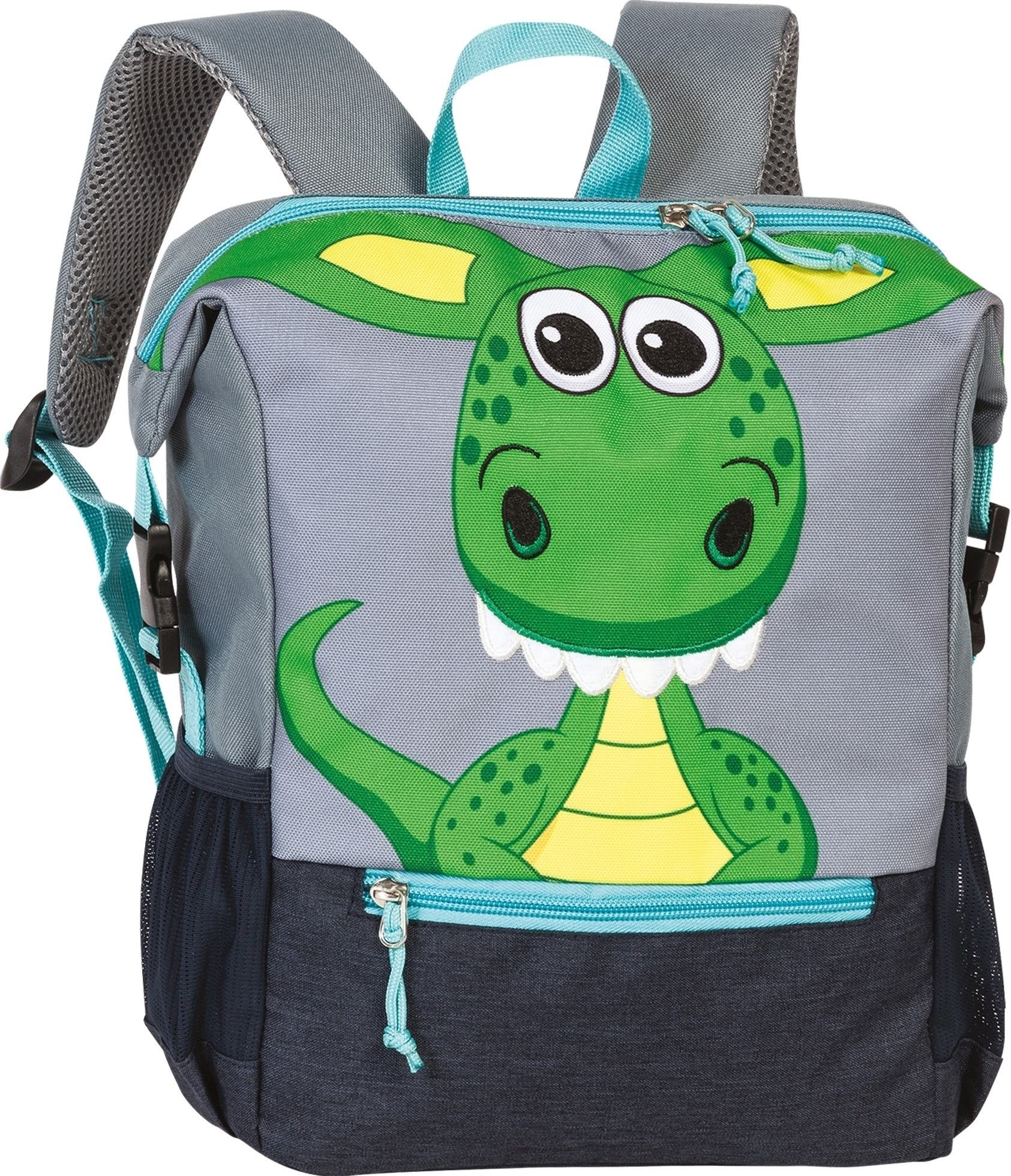 fabrizio® Freizeitrucksack Fabrizio Go Green Kinderrucksack Drache, Kinderrucksack, Freizeitrucksack Polyester, recycelt, grau ca. 23cm ho