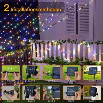 Diyarts LED-Lichterkette, 2x30m Solarlichterkette IP67 Wasserdicht 11 Modi & Timer