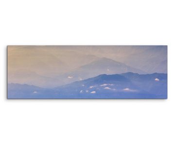 Sinus Art Leinwandbild Landschaftsfotografie  Gebirge im orangen Nebel auf Leinwand exklusives Wandbild moderne Fotografie