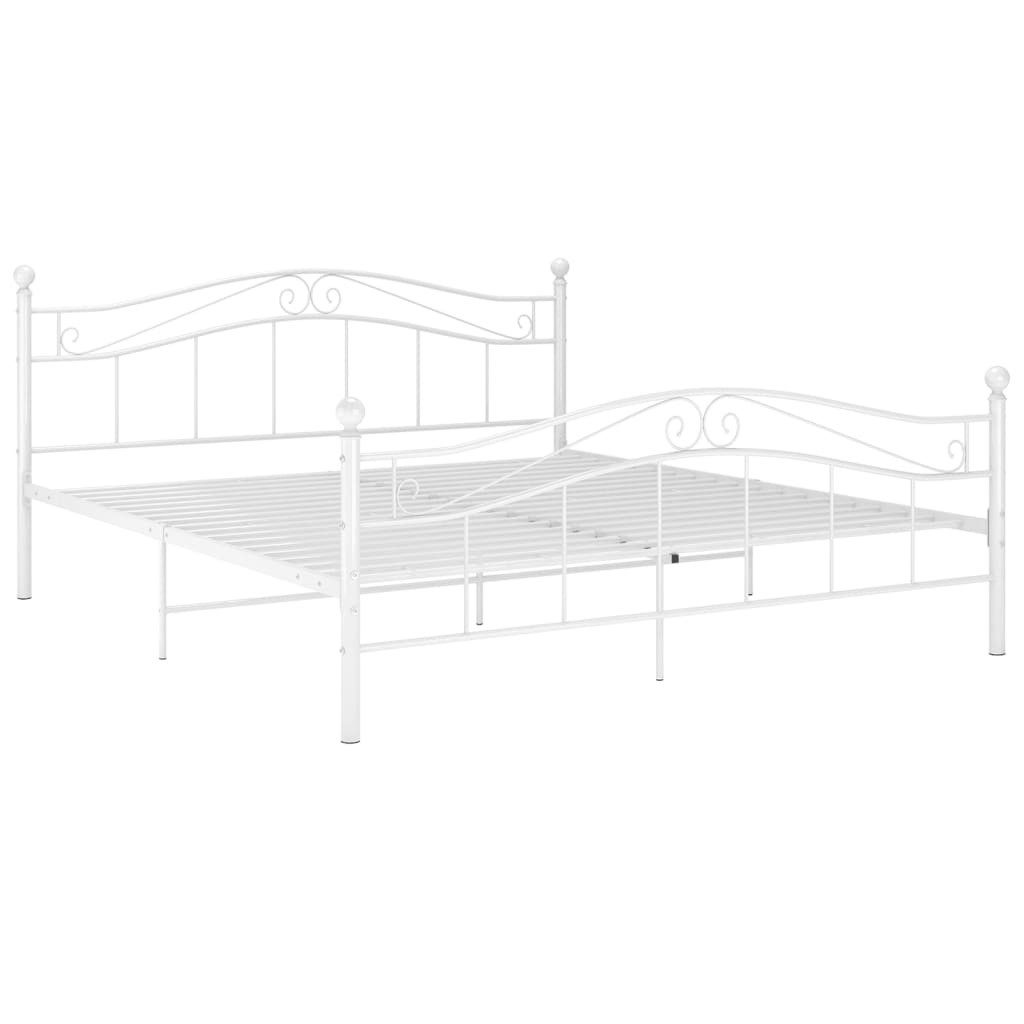 vidaXL Bettgestell, Bett Weiß Metall 160x200 cm