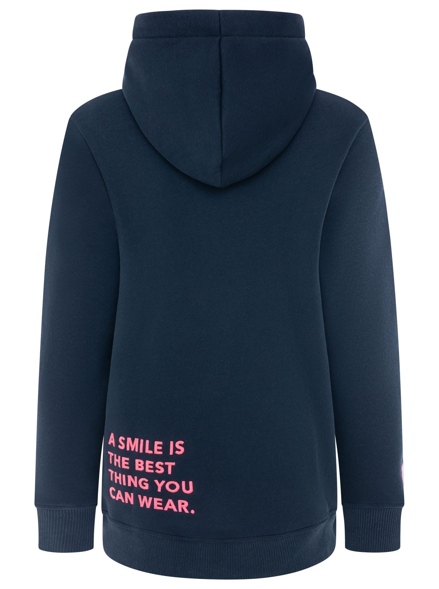 Zwillingsherz Hoodie "Smile Cross" Statement Schriftzug, Stickerei, Kapuze, Kängurutasche – Bild 4 von 5