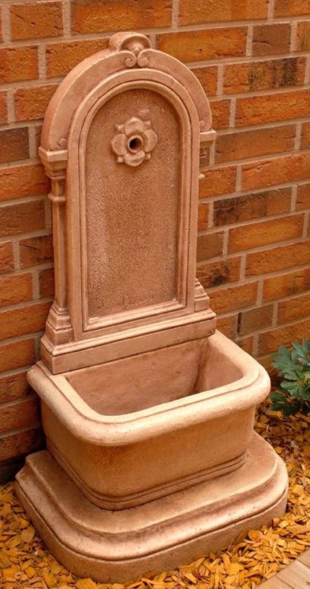 H. Creme Padrino Brunnen Braun Casa Gartenbrunnen Antik Wandbrunnen Jugendstil - Gartenbrunnen Steinbrunnen 113 cm