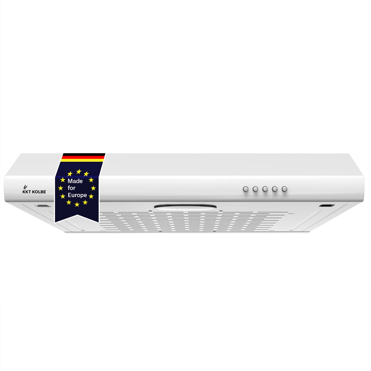 KKT KOLBE Wandhaube Dunstabzugshaube 60cm UBH600W Dunstabzugshaube 60cm UBH600W, 60cm weiß/ LED-Beleuchtung / inklusive Fettfilter / Ab- & Umluft