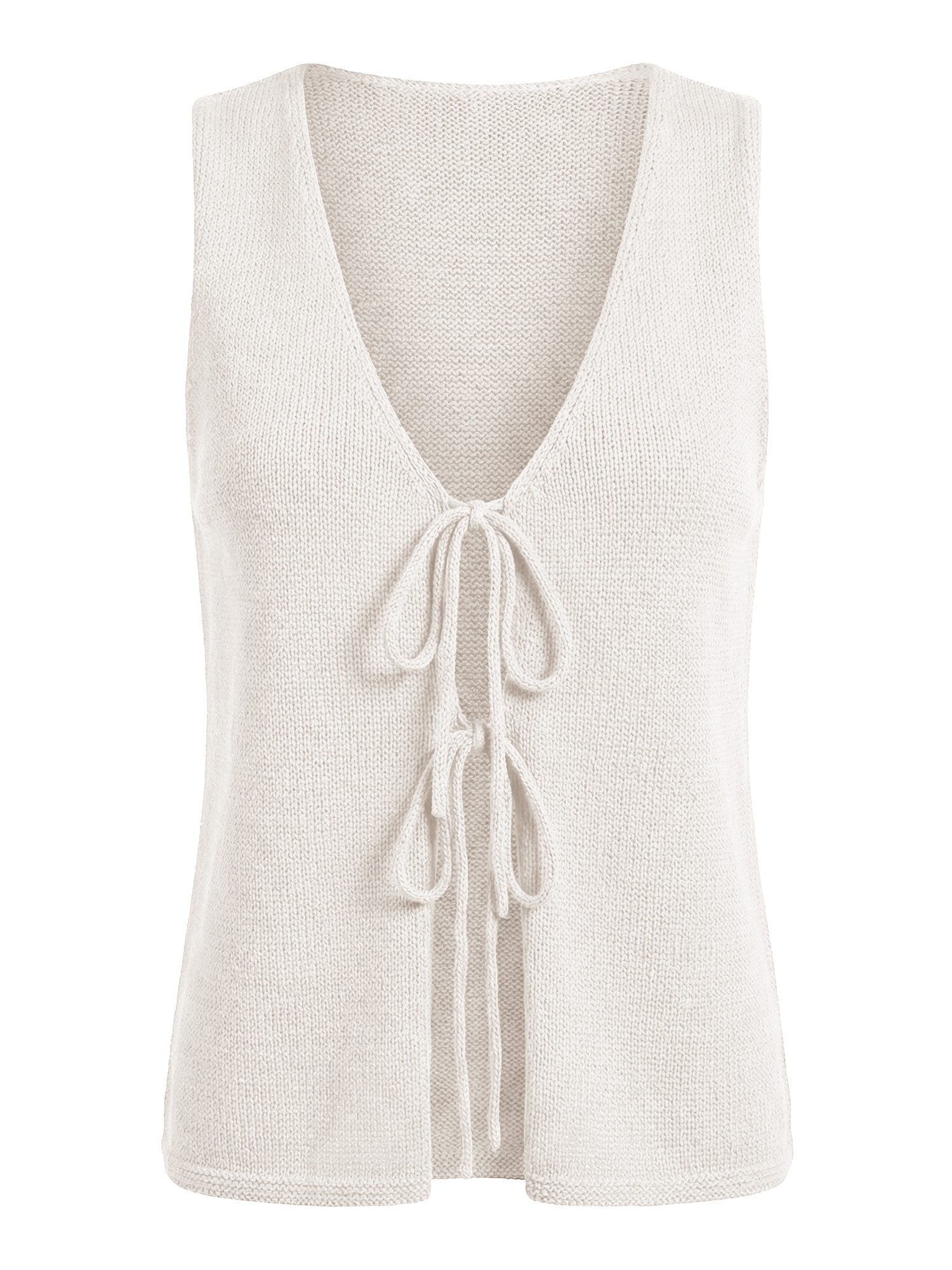Imily Bela Kurzweste Damen Strickweste mit Bindeband vorne (Packung, 1-tlg., 1per-Pack) einfarbig