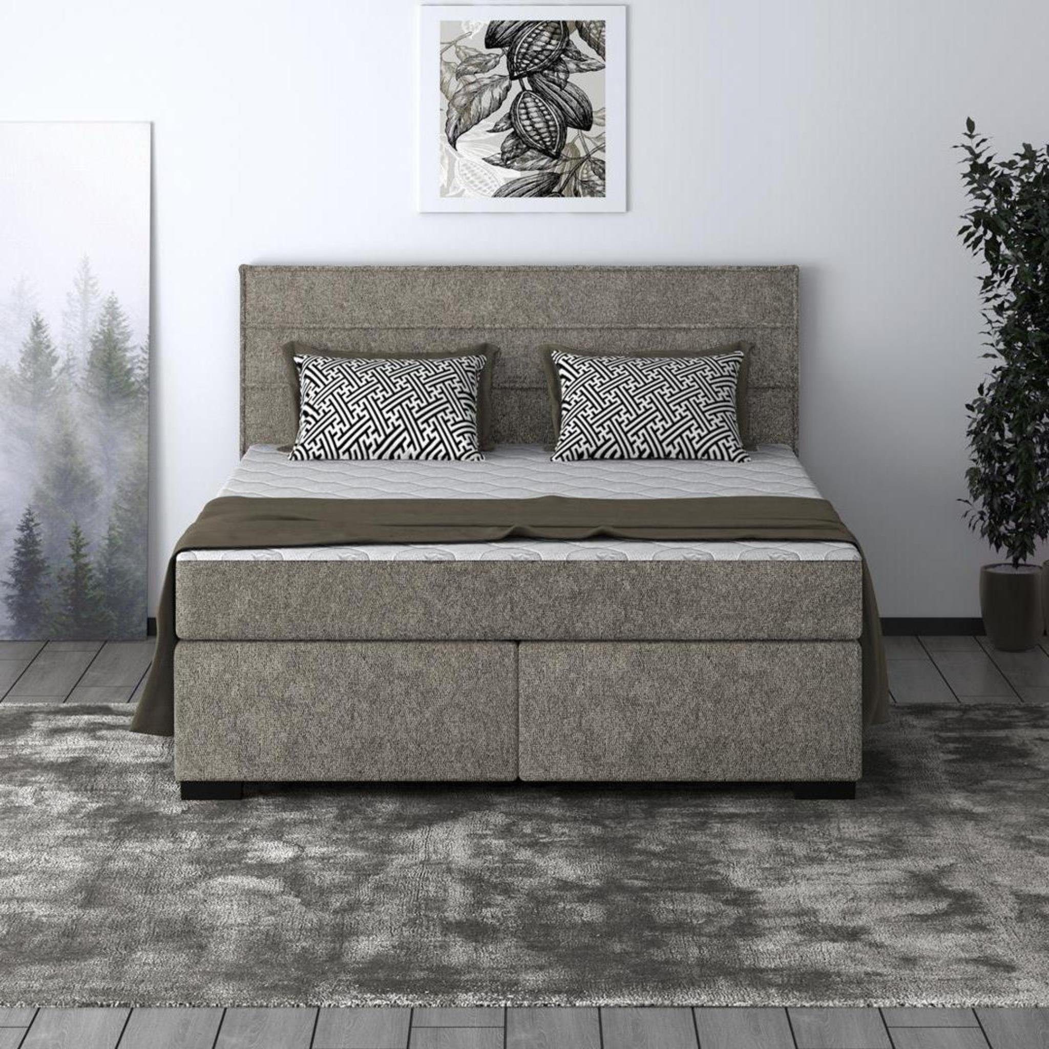 Beautysofa Polsterbett Mauro (Bett mit Lattenrost und Matratze, Klassisches Bett, Liegefläche 140 / 160 / 180 x 200 cm), modernes Doppelbett mit Taschenmatratze Beige (matana 18)