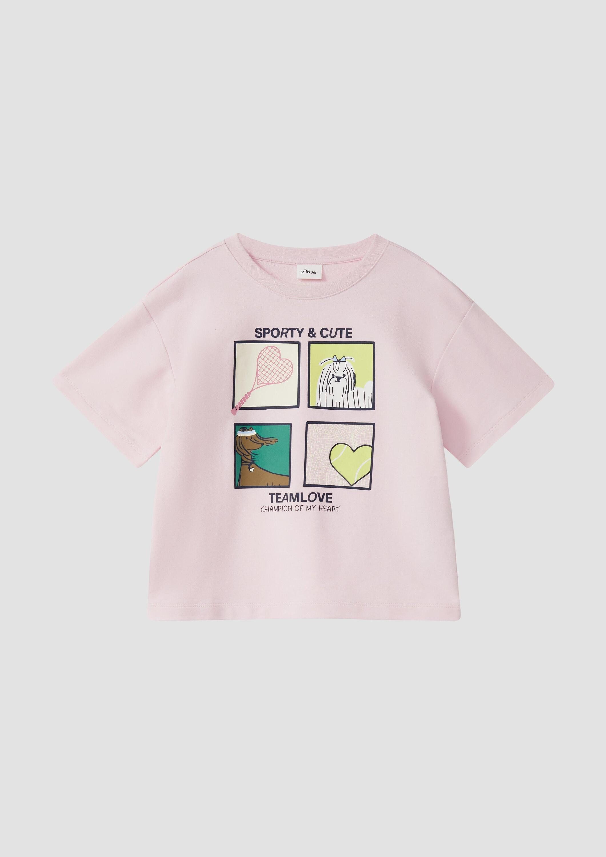 s.Oliver Kurzarmshirt T-Shirt Oversize-T-Shirt aus leichter Sweatware mit Frontprint