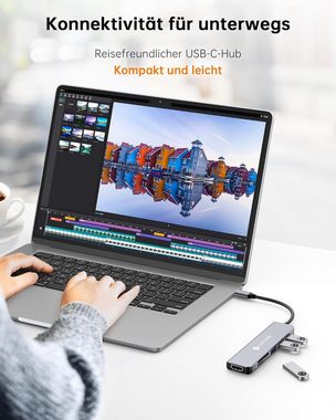 NOVOO USB-C Hub USB-Adapter USB-C zu USB-A 3.0, HDMI, SD/TF Kartenleser, kompakt, MacOS-Kompatibilität, hohe Qualität und Sicherheit