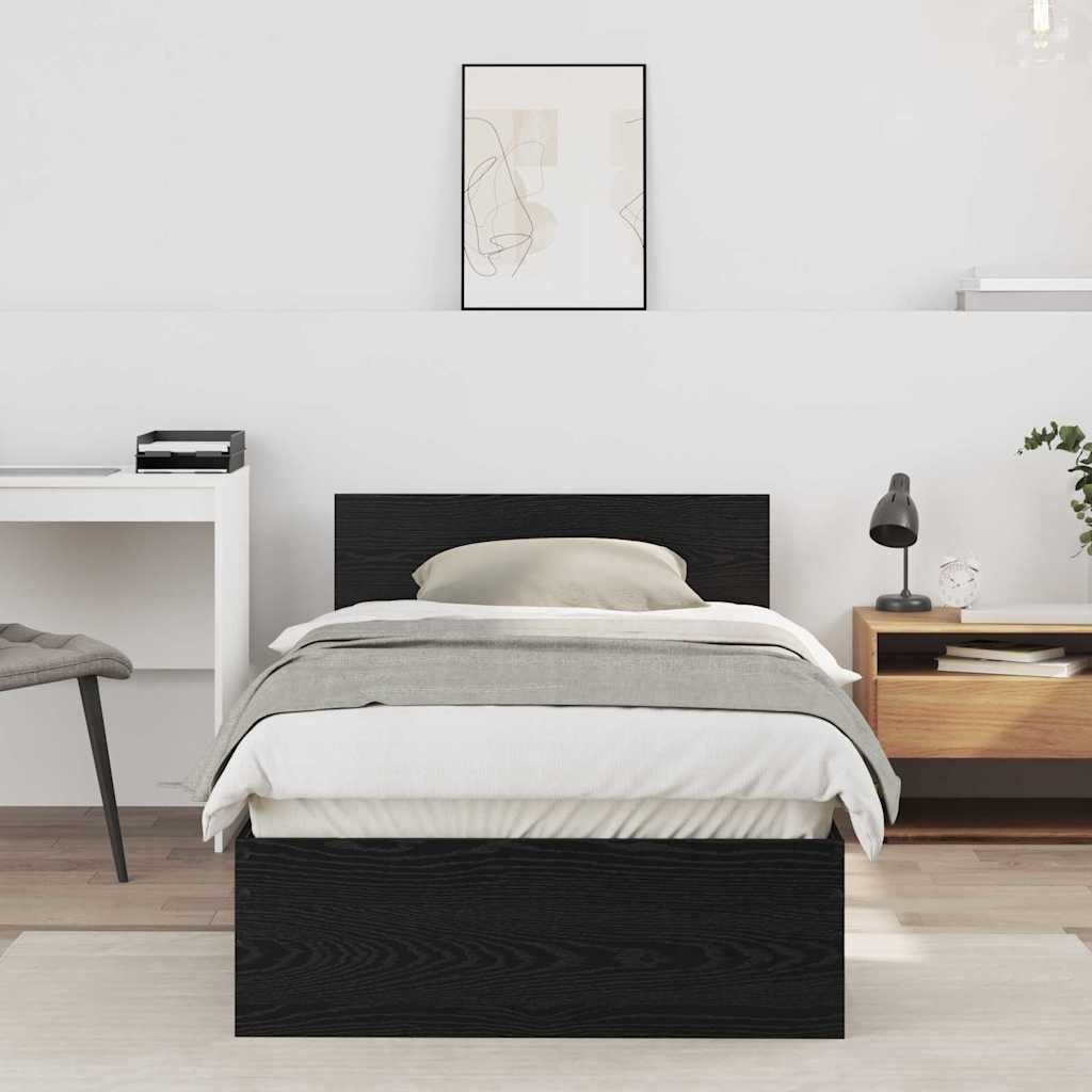 vidaXL Bett Bettgestell mit Kopfteil Schwarz Eichen-Optik 75 x 190 cm (1-tlg)
