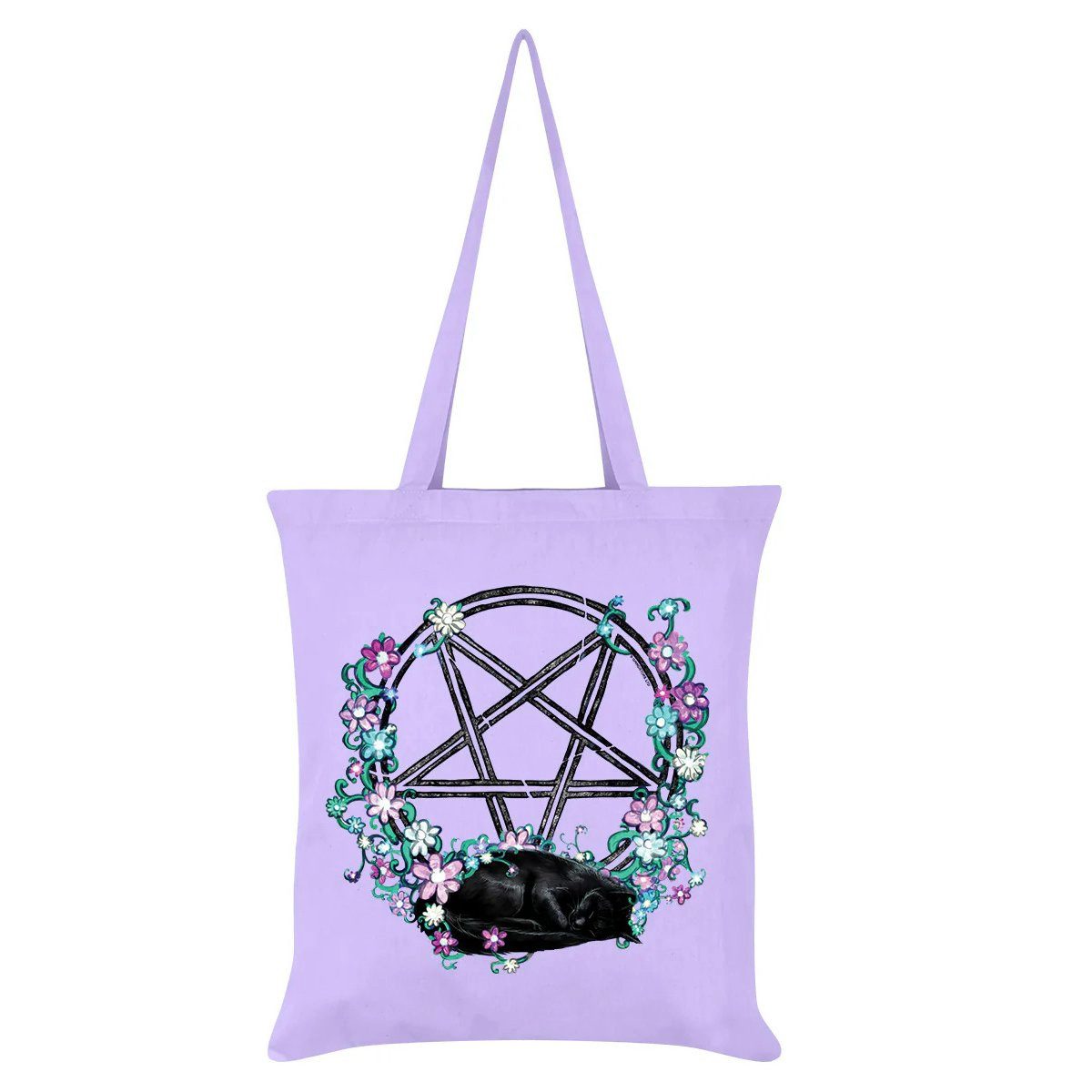 Grindstore Schultertasche Gothic Stofftasche in Türkis Cat & Pentagram