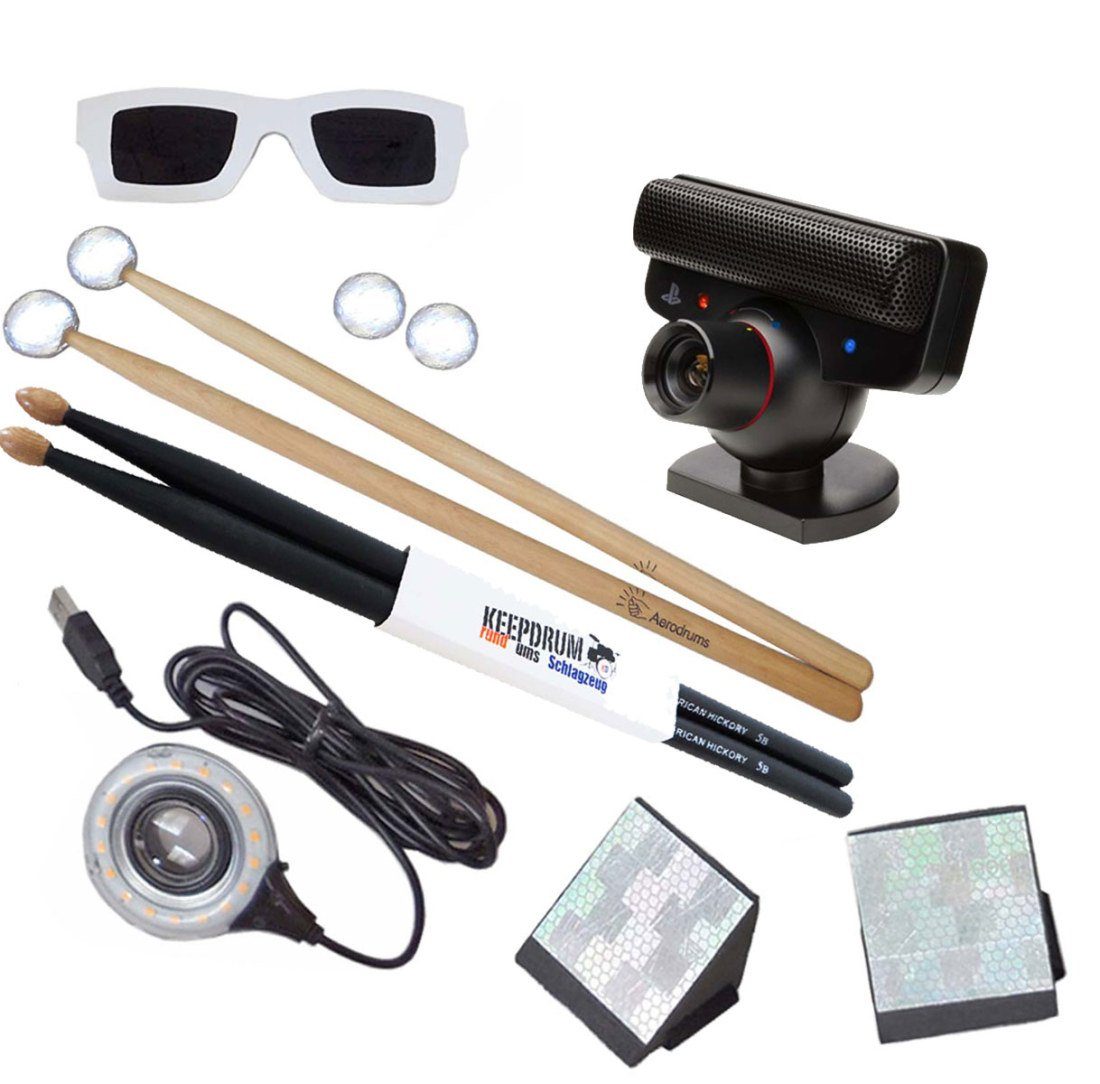Aerodrums E-Drum Air-Drumming mit Drumsticks 5BB Black, Vorteils-Set