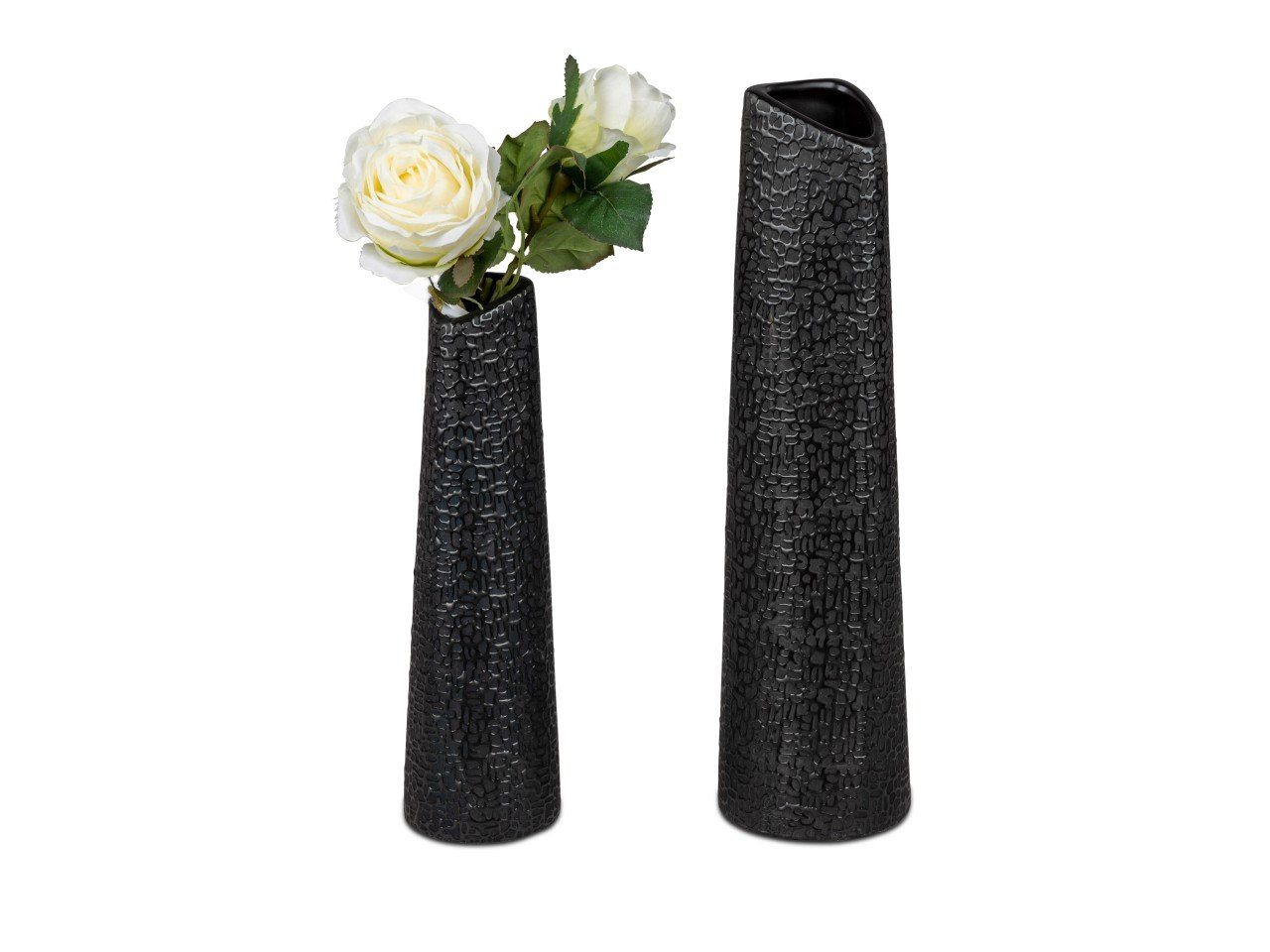 formano Dekovase Modern Black, Schwarz D:10cm Keramik H:40cm