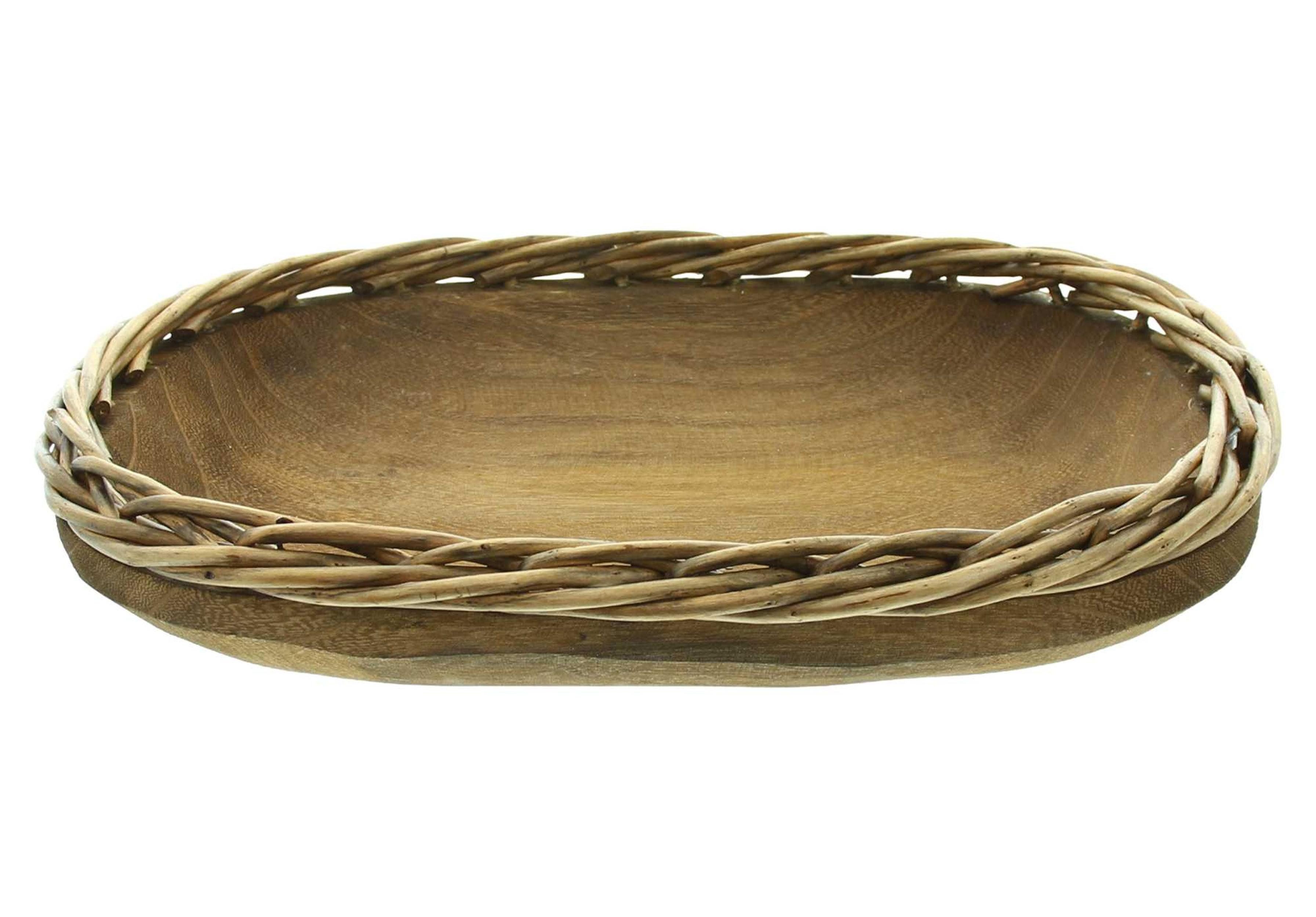 Dekoschale Schale Flechtrand Holz & Weide oval 37x27cm