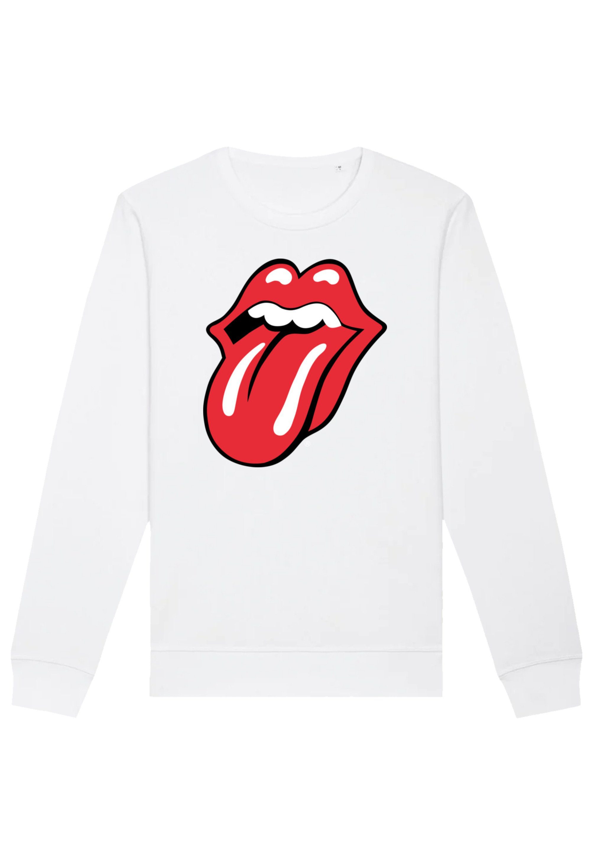 Print Zunge F4NT4STIC Classic Sweatshirt The Stones weiß Rolling