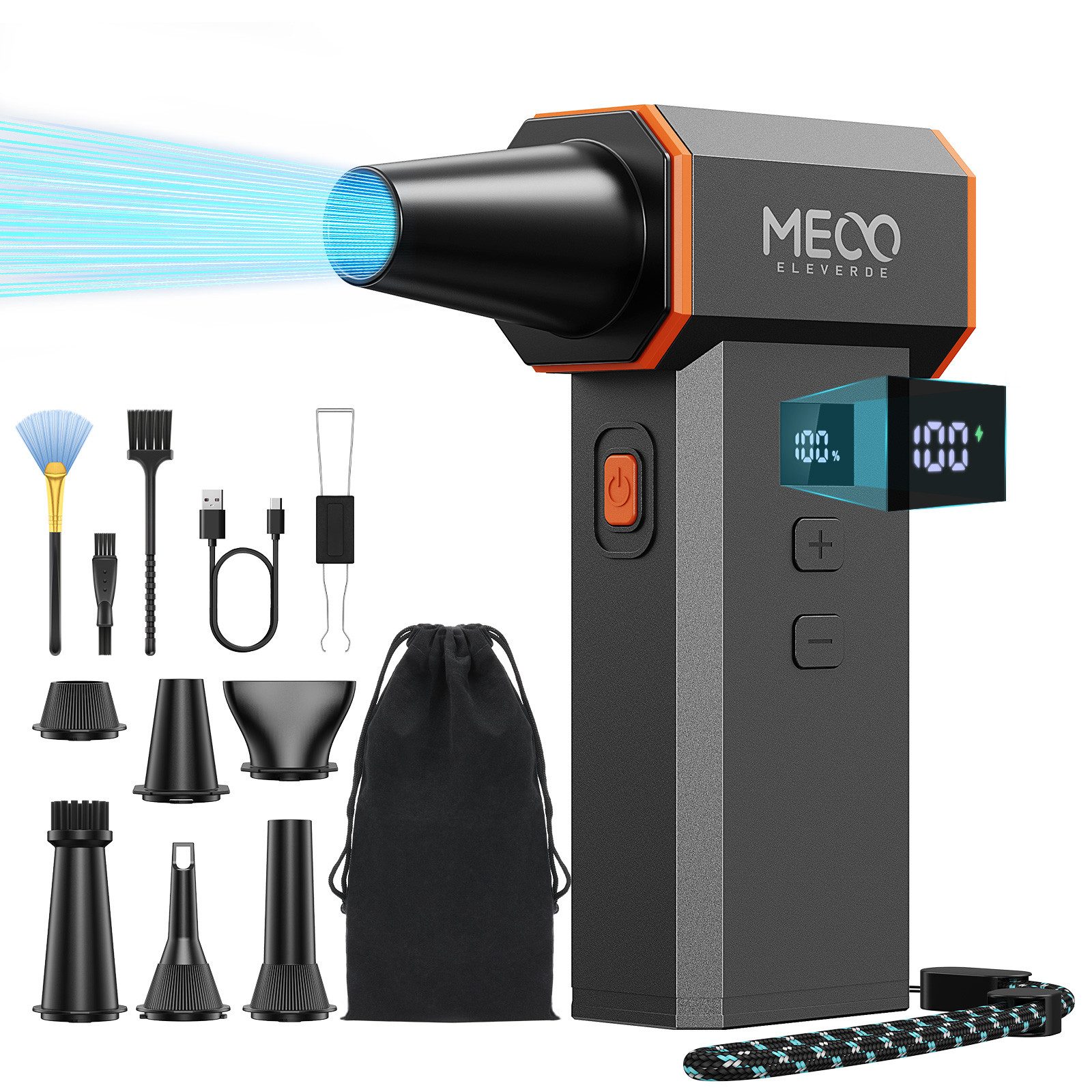 Insma Akku-Handstaubsauger Elektrischer Luftstaubbläser 220000 U/Min Turbo-Lüfter, Staubgebläse Air Duster tragbar mit 4000mAh Akku, LED Display