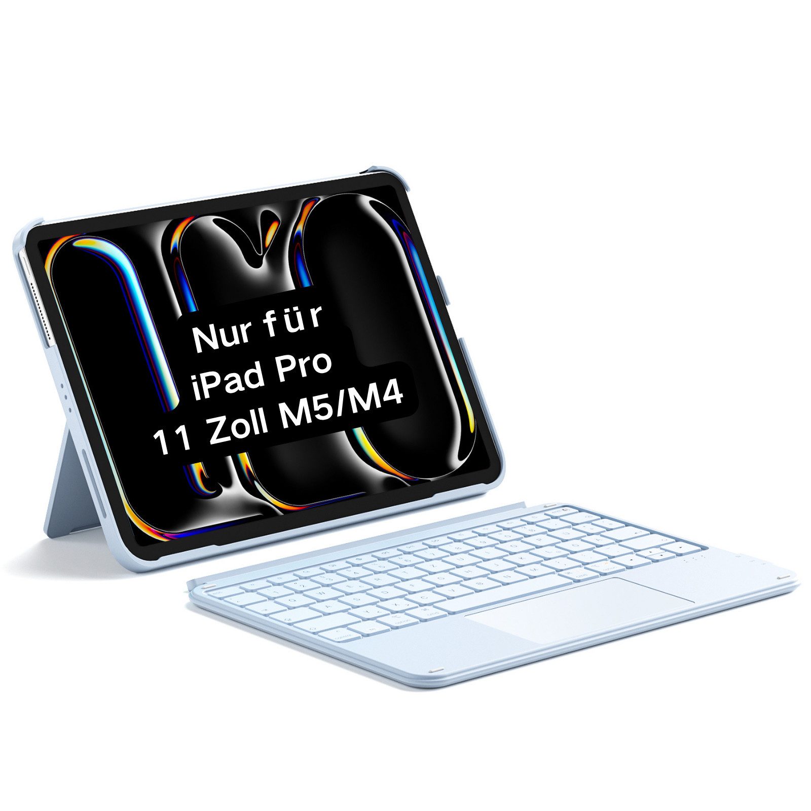 Inateck Nur für iPad Pro 11 M5 M4, Ultraleichte Tastatur, mit Touchpad iPad-Tastatur (Abnehmbar, Hoch-/Querformat Ständer)