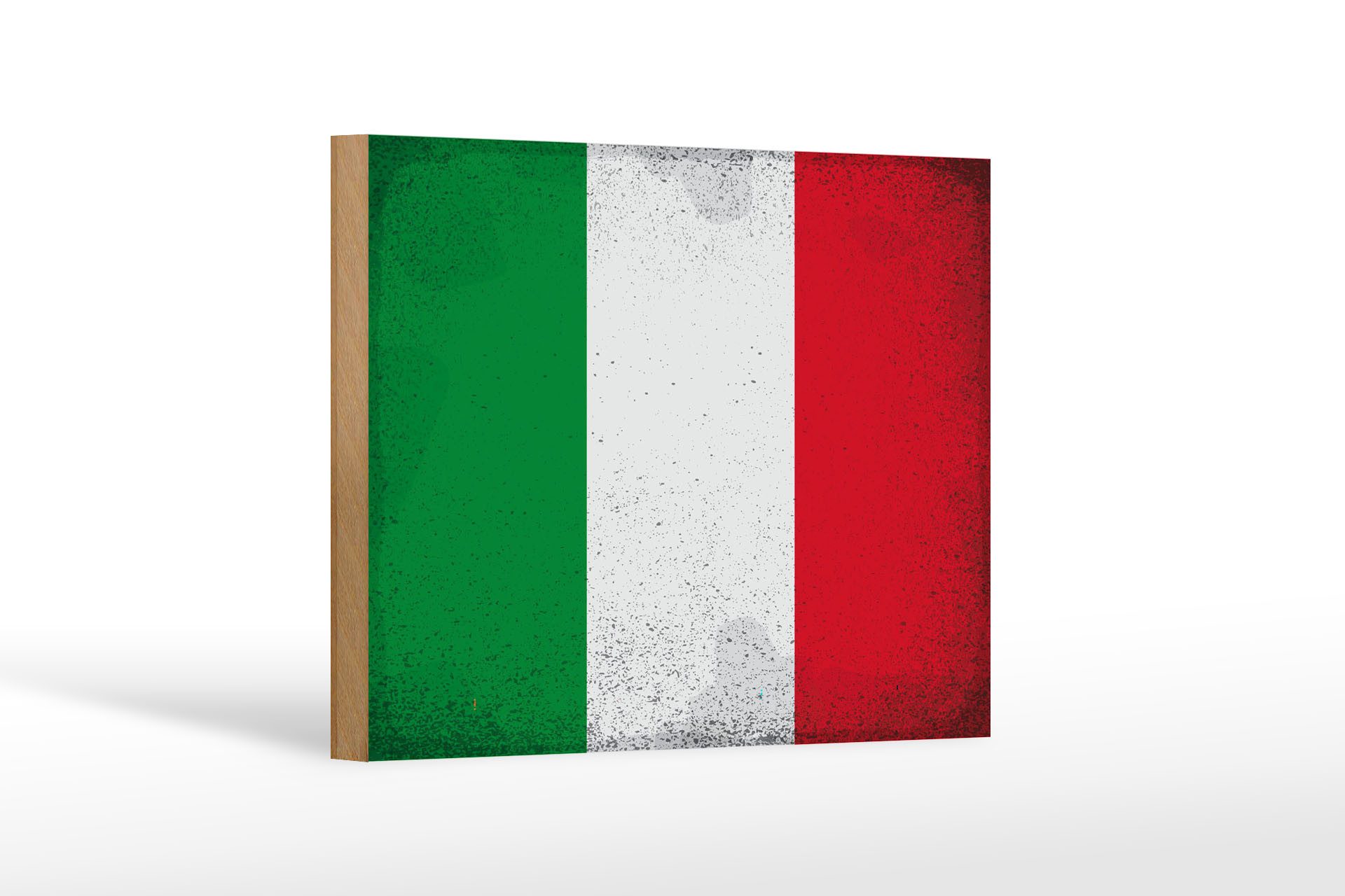 Femer GmbH Holzbild Flagge Italien 18x12 cm Flag of Italy Vintage, Flaggen (1 St), Glatte Holzfaserplatte (MDF), vorn beschichtet