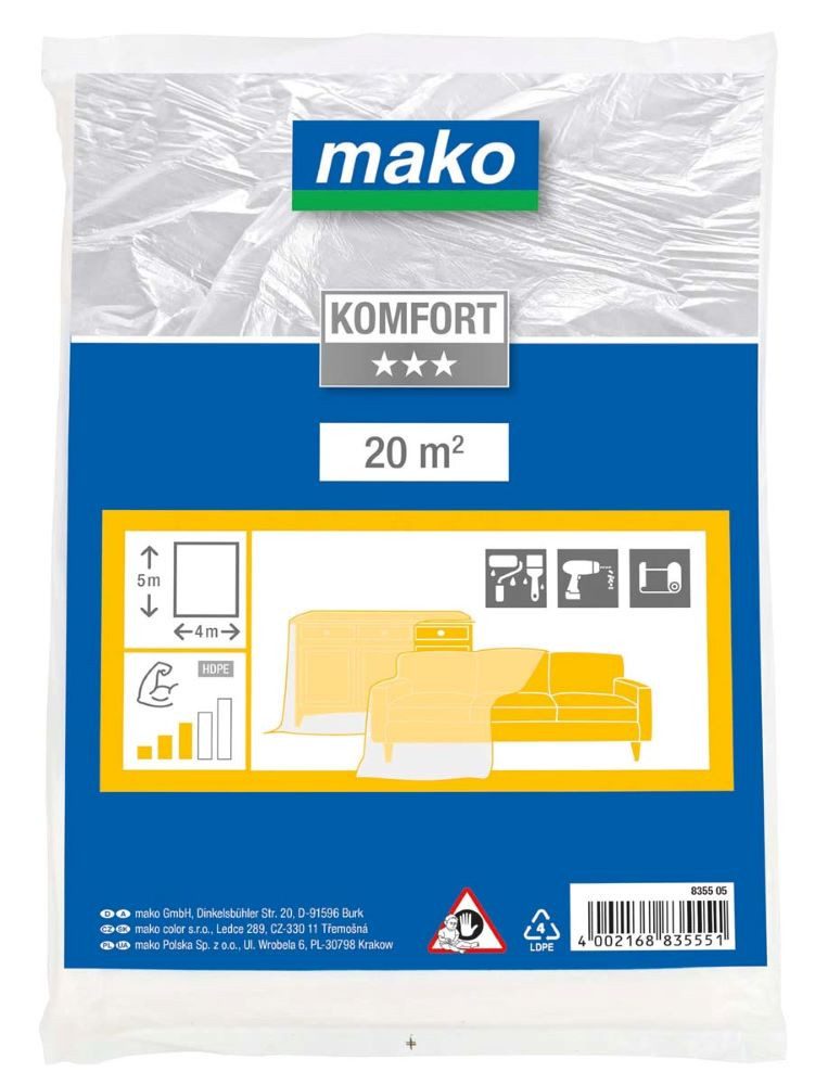 mako Abdeckfolie mako Malerplane mittelstark KOMFORT 4 m x 5 m