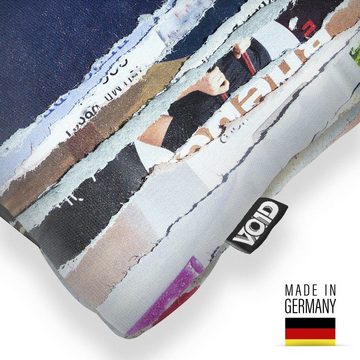 Kissenbezug, VOID (1 Stück), Retro Magazine Cover Druck Zeitung Wohnzimmer Zeitschrift 80er 90er R