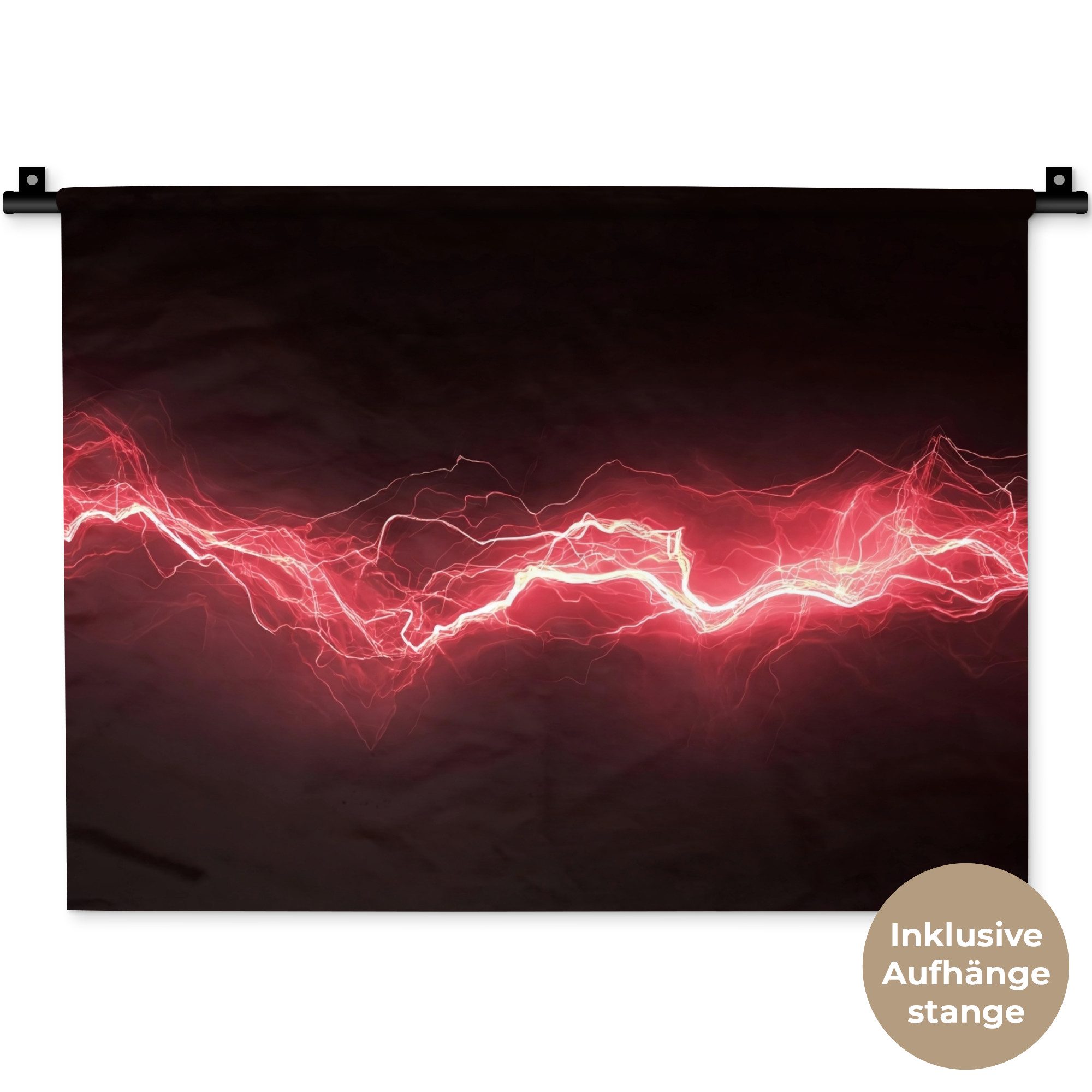 MuchoWow Wandteppich Spiele - Rot - Elektrizität - Energie - Linie, Rechteckig, Höhe: 3 mm, Wanddeko Teppich Wohnzimmer, Schlafzimmer, 60x45 cm