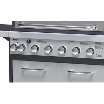 Tepro Gasgrill Edelstahl Grill "Rosedale" 6 + 1-Brenner mit Seitenkocher