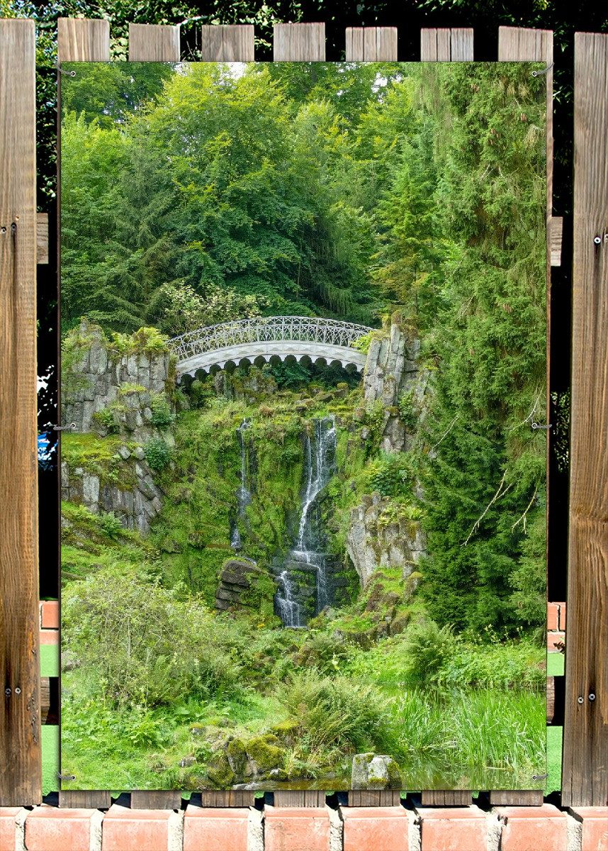 Wallario Sichtschutzzaunmatten Brücke im Wald