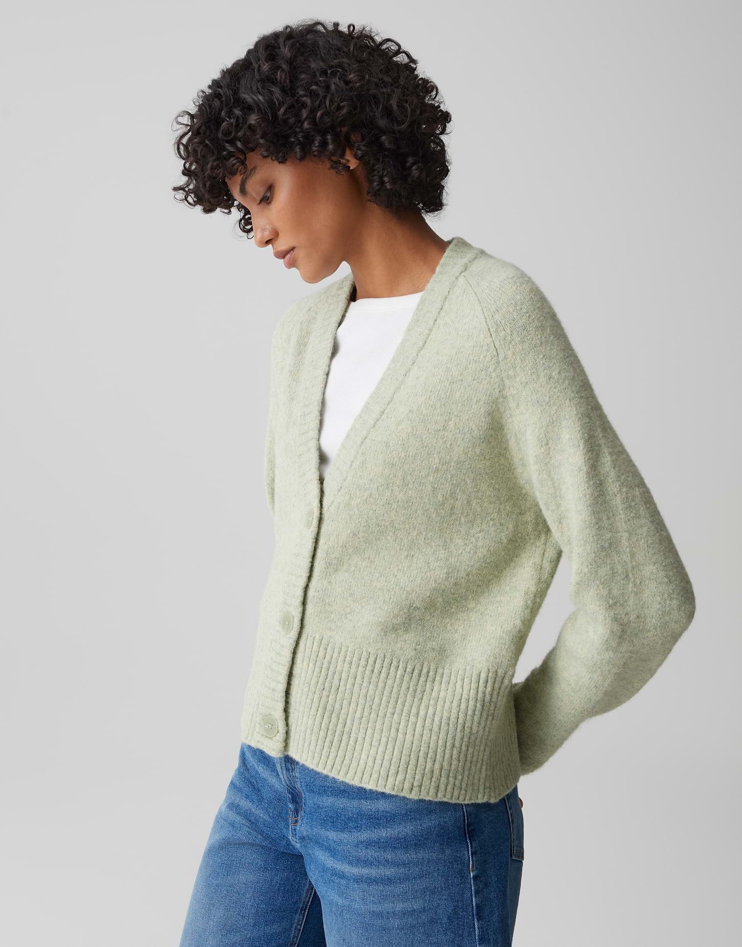 OPUS Cardigan DASSI aus Alpaka Wollmix V-Ausschnitt, weicher Griff, flauschige Oberfläche – Bild 5 von 5
