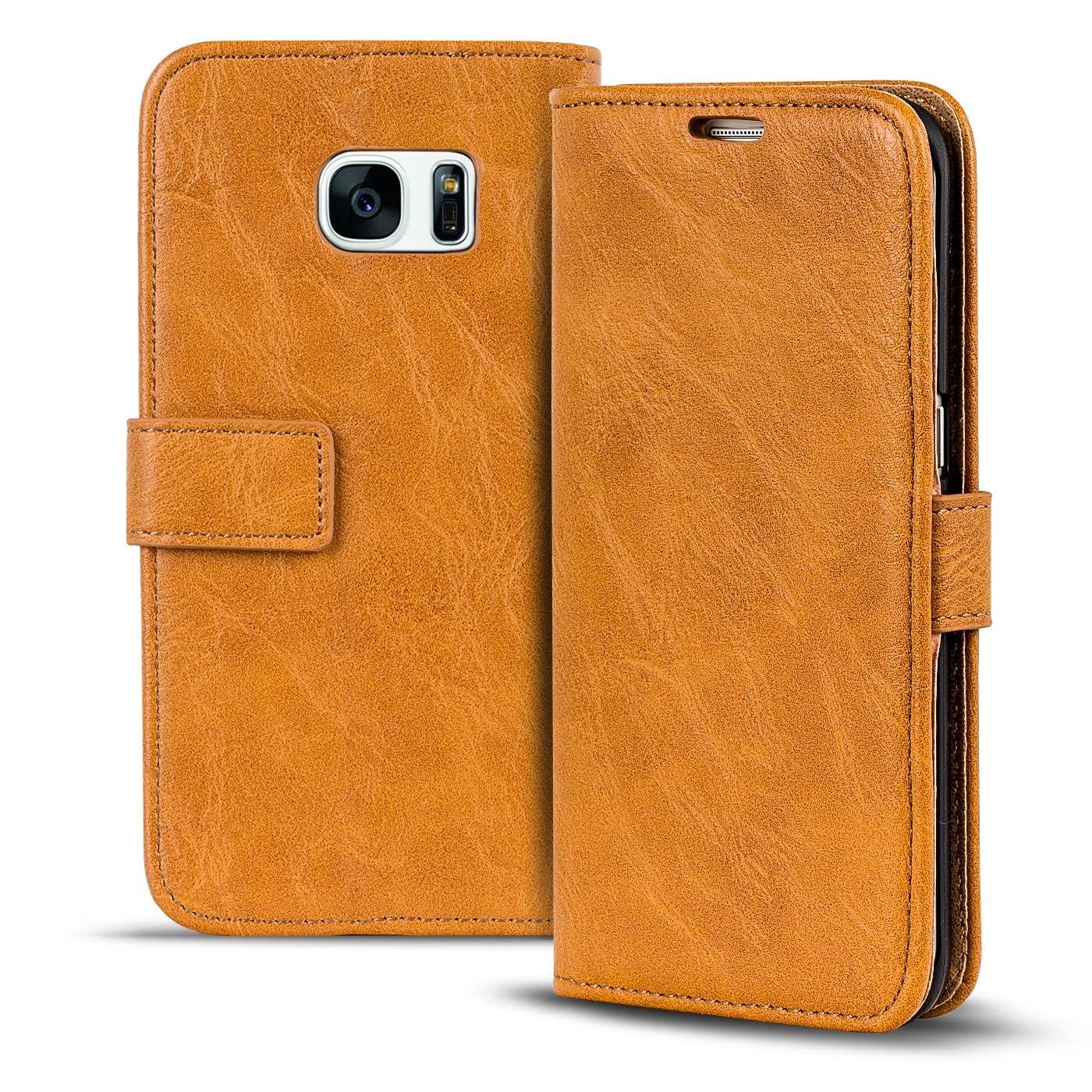 CoolGadget Handyhülle Retro Klapp Tasche Book Cover für Samsung Galaxy S7 Edge 5,5 Zoll, Schutzhülle Wallet Case Kartenfach Hülle für Samsung Galaxy S7 Edge