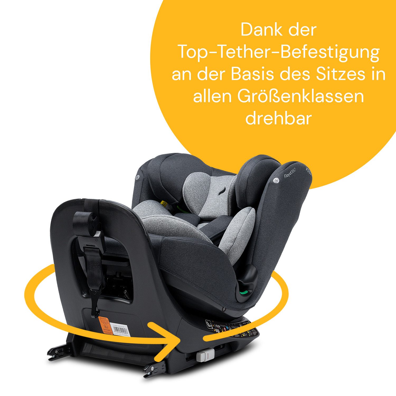Osann Autokindersitz Floyd360, ab: Geburt, bis: 12 Jahre, ab: 40 cm, bis: 150 cm, 360° drehbarer Kindersitz mit Isofix,40-150 cm, Top-Tether an Basis