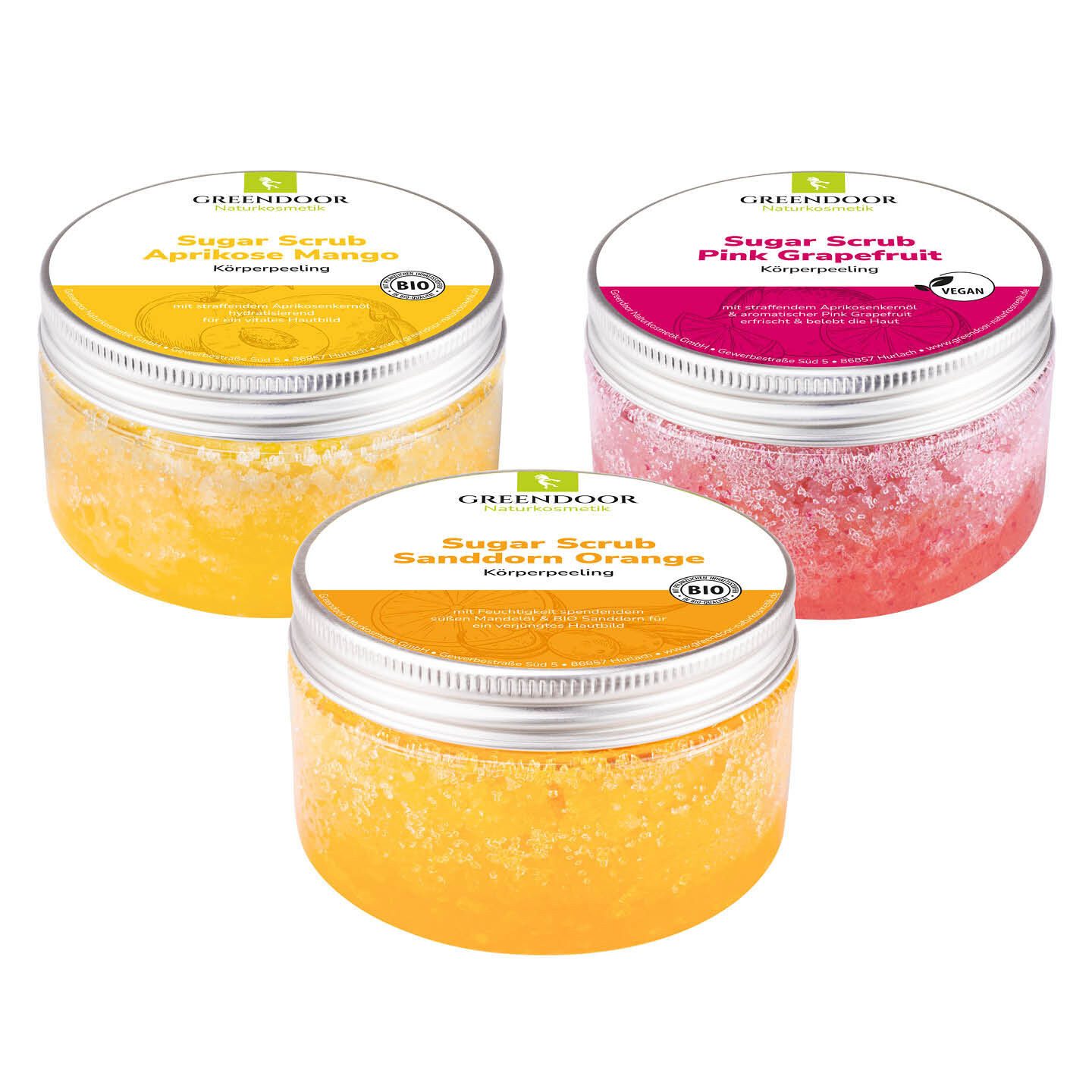 GREENDOOR Körperpeeling Körperpeeling Sugar Scrub Set FRUCHT