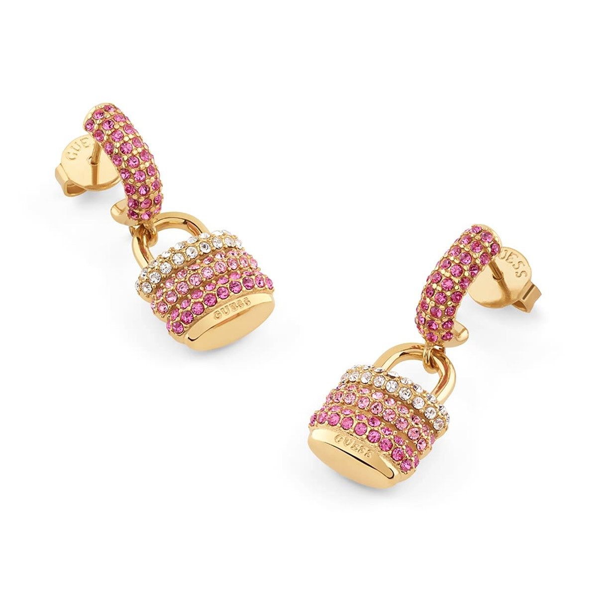 Guess Paar Creolen Damen-Creolen Pave Schloss Goldfarben günstig online kaufen