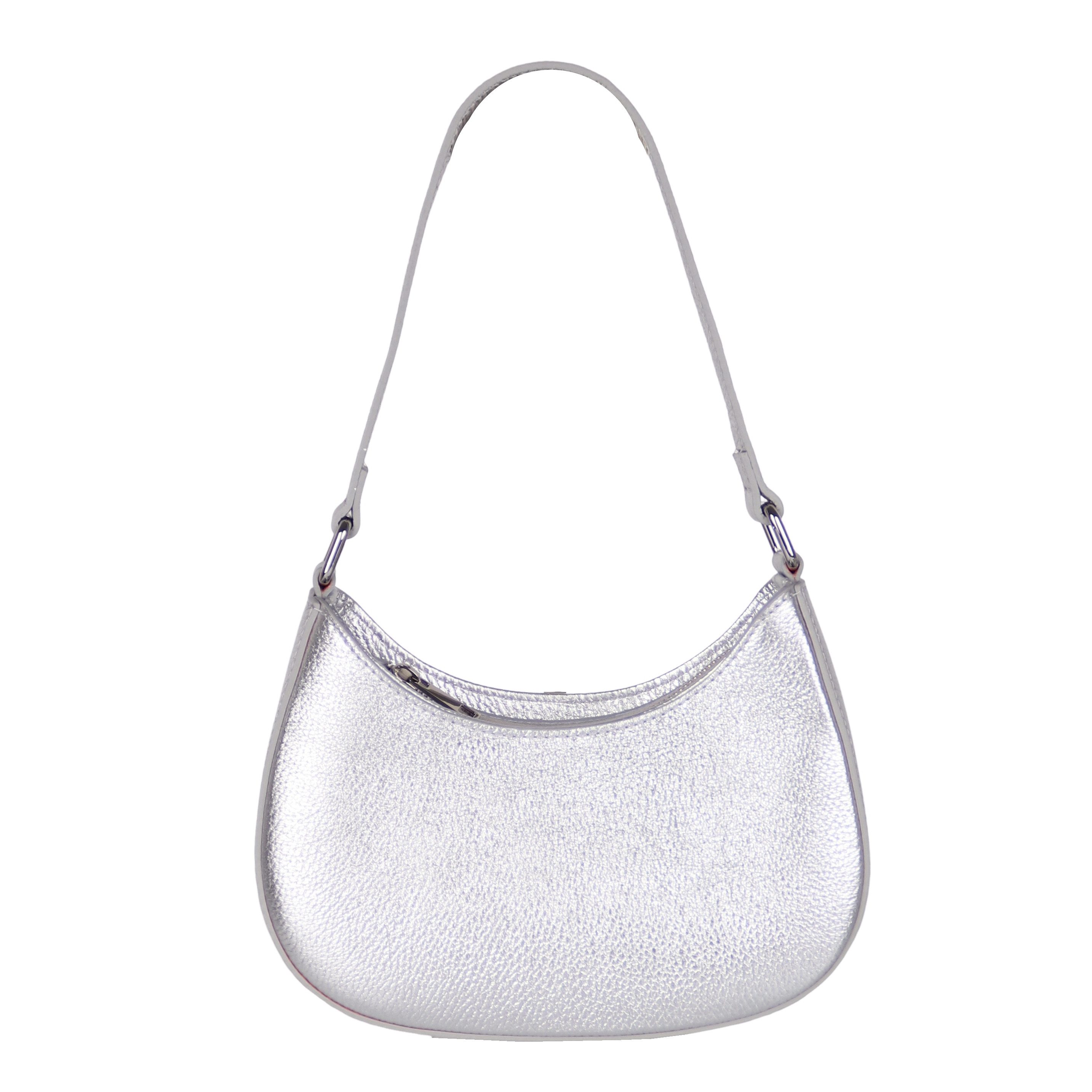MIRROSI Umhängetasche Damen Schultertasche aus Echtleder, Made in Italy (ca.24x18x8cm), Crossbody aus Echtes Leder, zwei Riemen (kurz und lang)