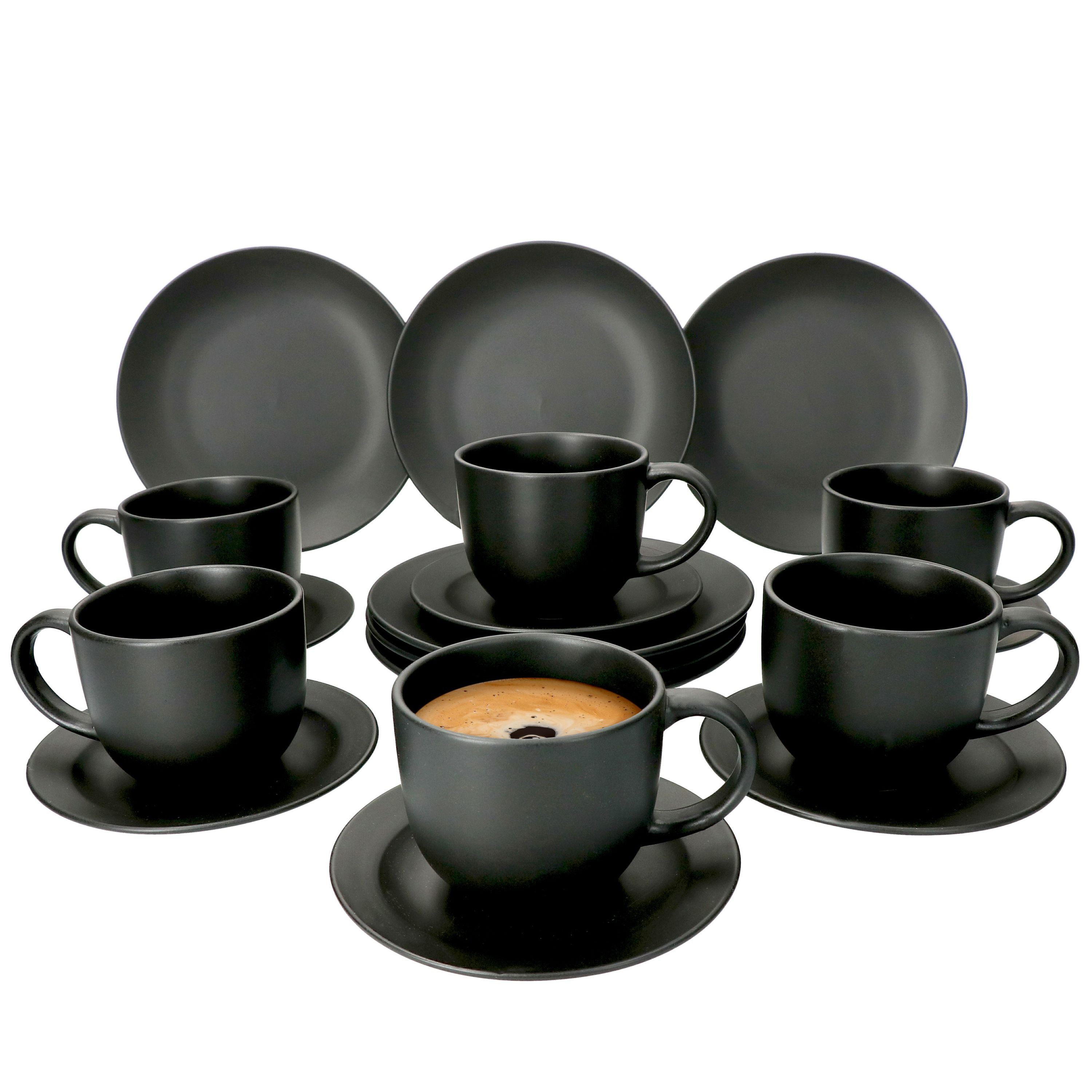 MamboCat Кофейный сервиз 18-tlg. Кофейный сервиз Londen Lampart Nero Schwarz