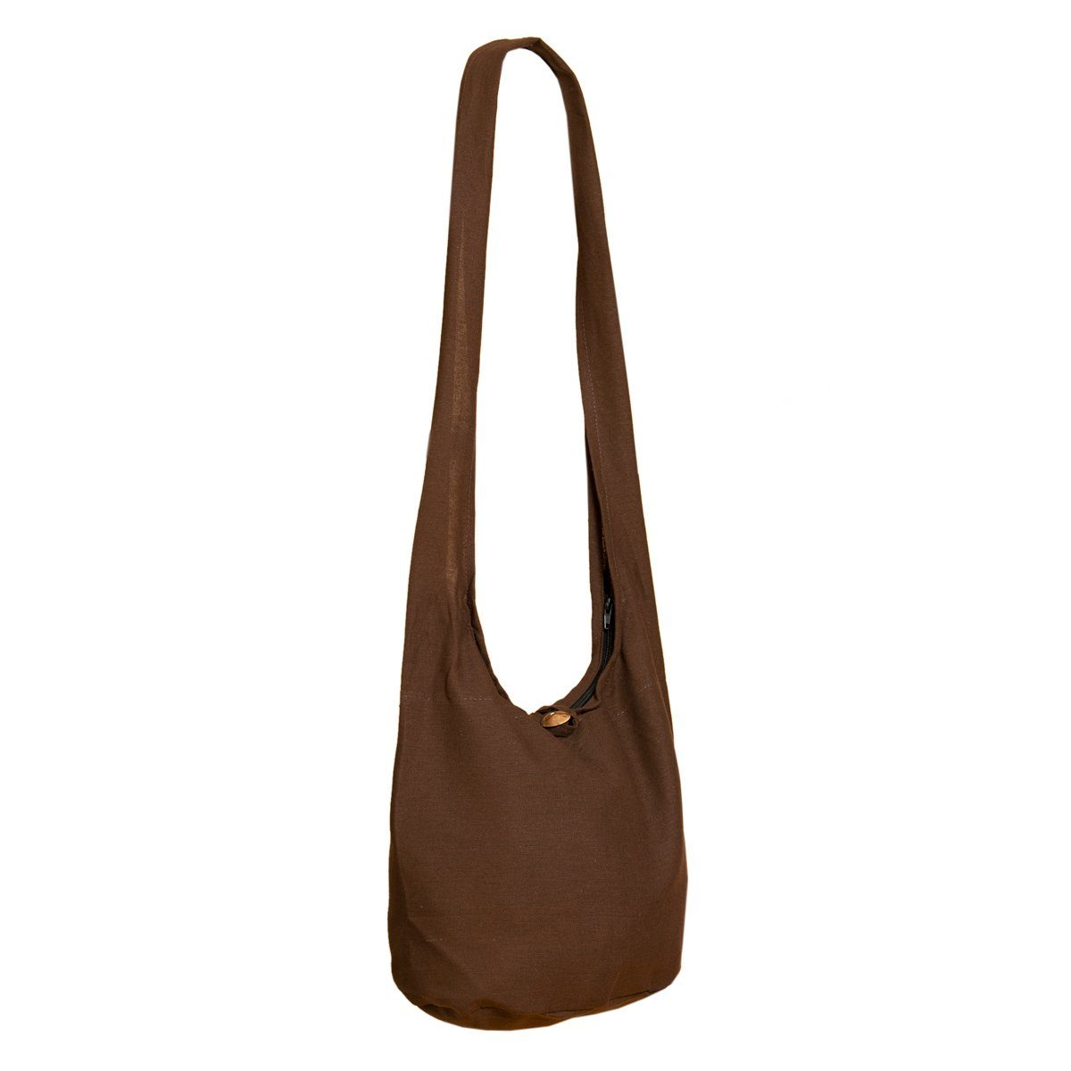 PANASIAM Beuteltasche Schulterbeutel einfarbig aus Baumwolle oder auch 100% Strandtasche Wickeltasche Braun Größen, Umhängetasche Handtasche als Schultertasche 2 in