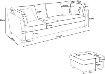 Home affaire Polsterecke CALIFORNIA, 2 Teile, maritimer Landhausstil, Ecksofa, Hocker links / rechts montierbar