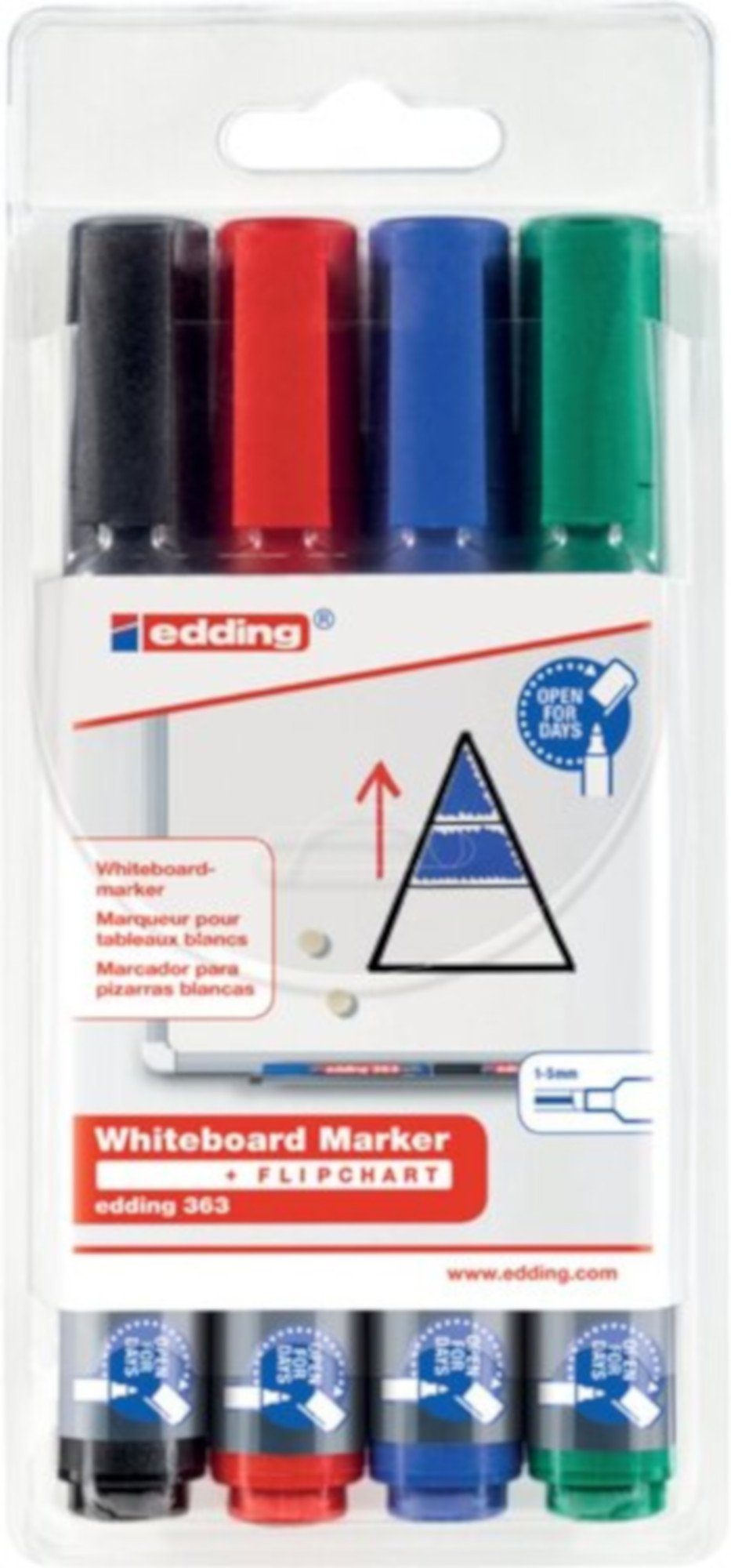 edding Marker 363 boardmarker 4er-Set 363/4 whiteboard-marker 1-5 mm 4-363-4, abwischbar