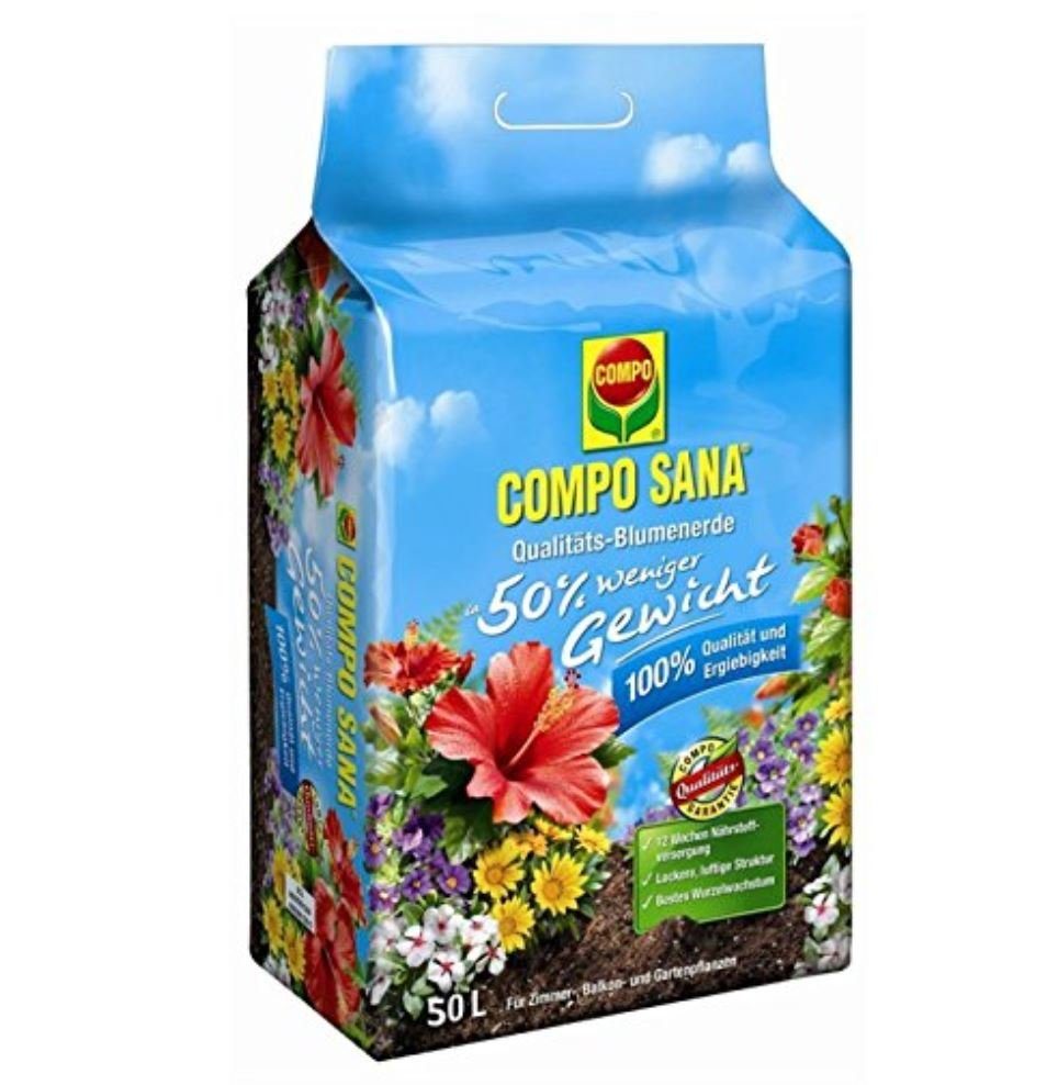 Blumenerde COMPO SANA Qualitäts-Blumenerde ca. 50% weniger Gewicht, 50 Ltr