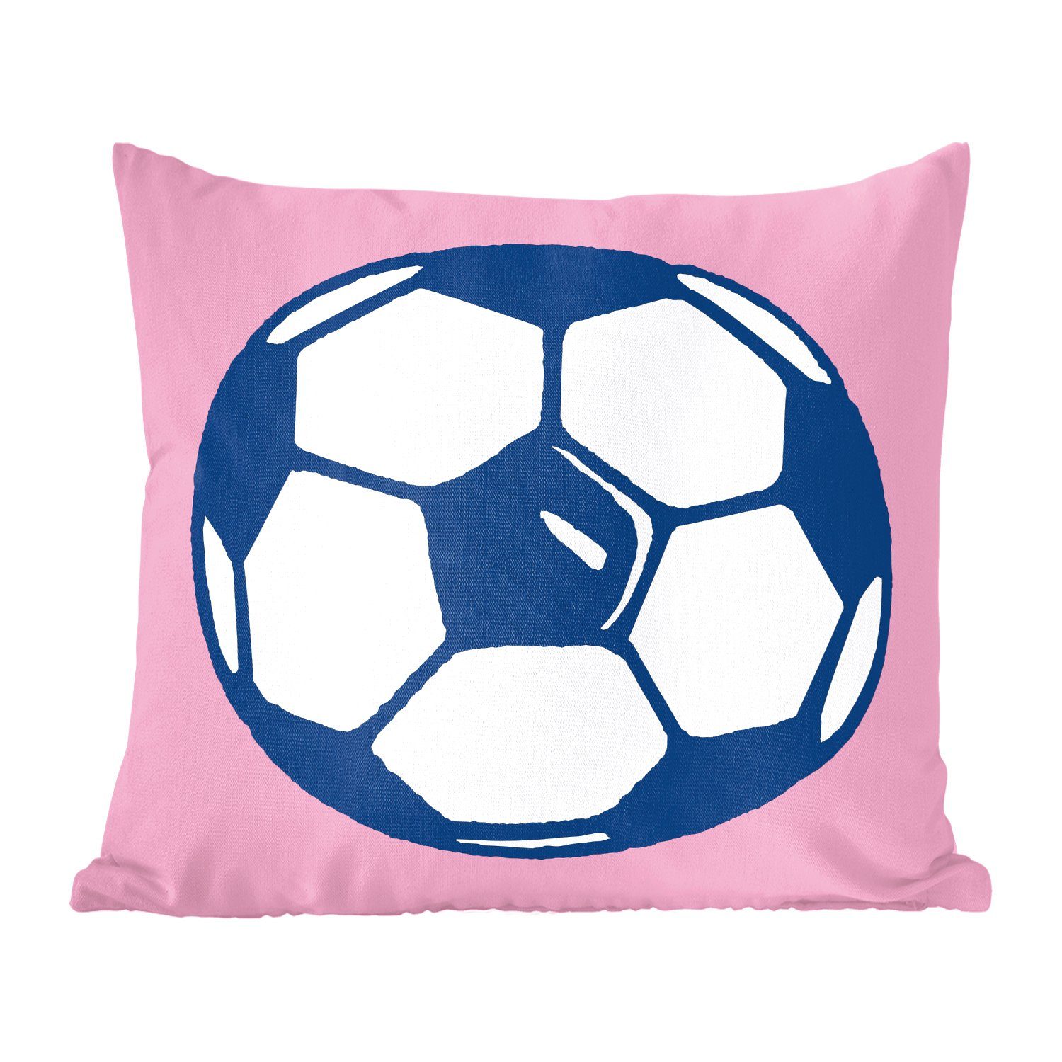 MuchoWow Dekokissen Eine Illustration von einem Fußball auf einem rosa Hintergrund -, Zierkissen mit Füllung für Wohzimmer, Schlafzimmer, Deko, Sofakissen