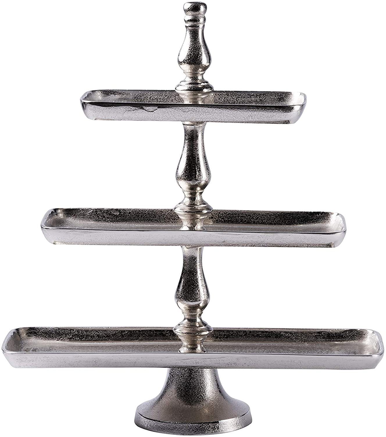 MichaelNoll Dekoetagere Etagere XL 3-Stöckig Dekoteller aus Schale Silber Metall Tischdeko - Deko Hochzeit cm 50 Aluminium - Servierplatte Luxus - Groß