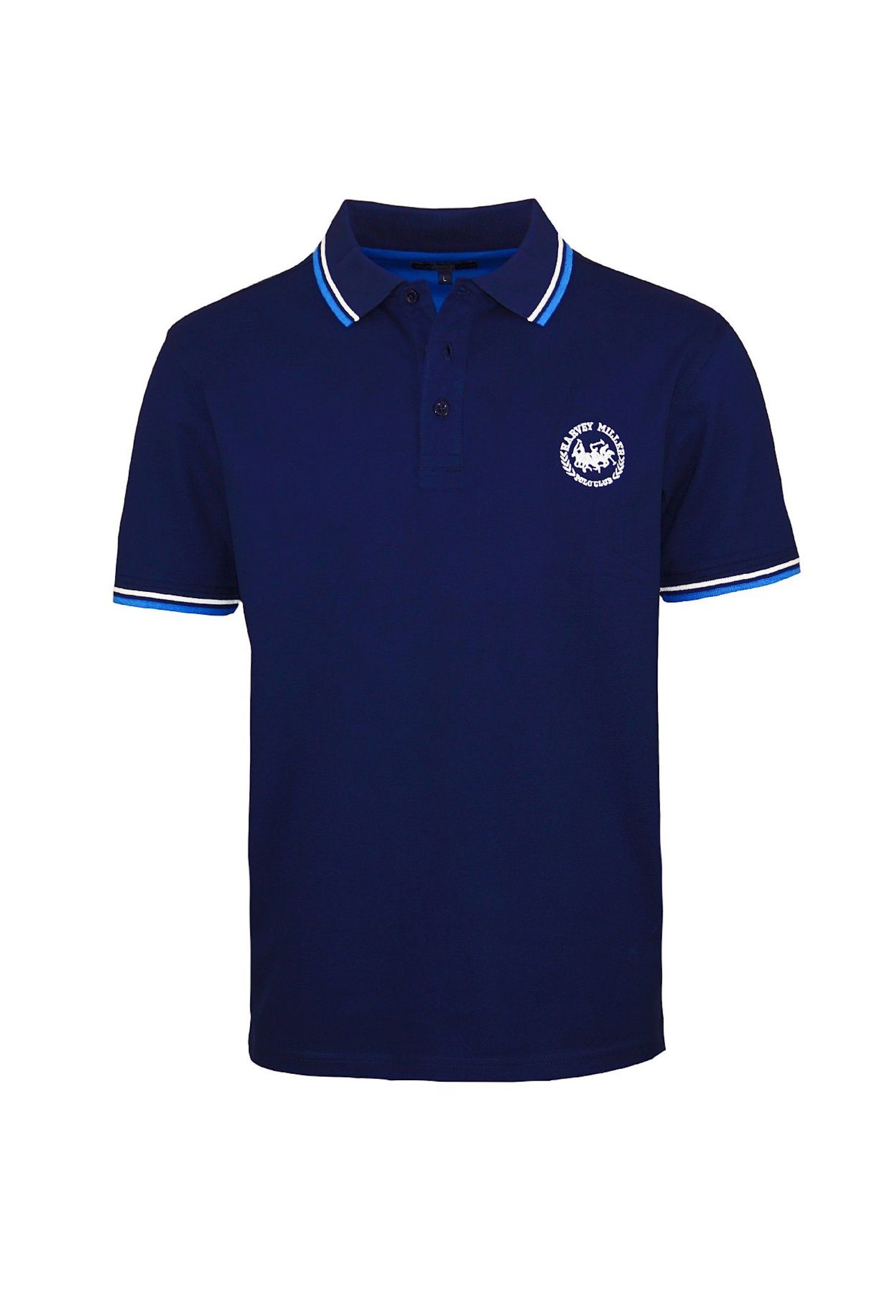 Harvey Miller Poloshirt Polo Poloshirt Fashion Polohemd Kurzarm Shirt dunkelblau