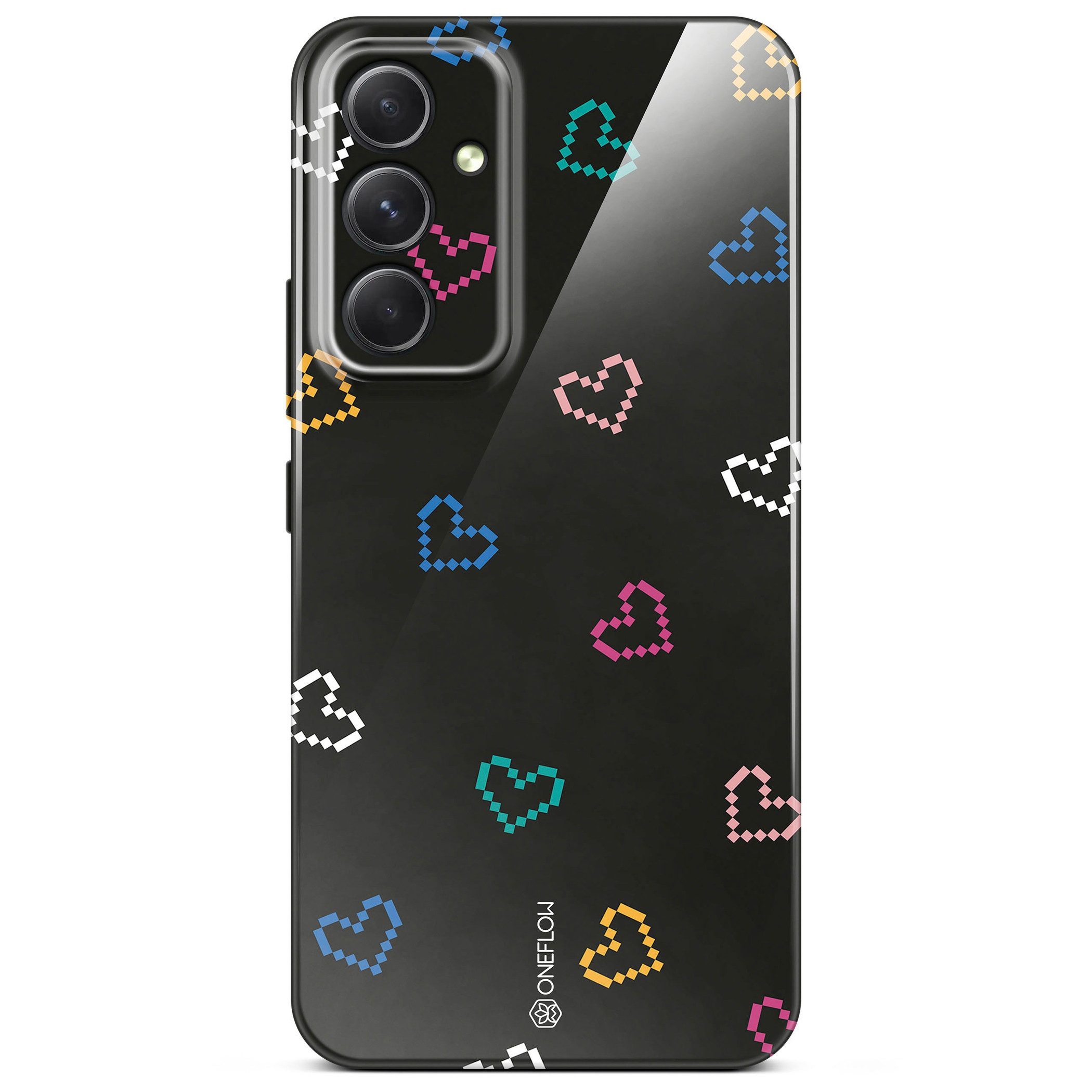 Handyhülle für Samsung Galaxy A54 5G Splash Cover Retro Herzen Schwarz