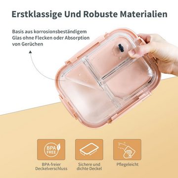 MULISOFT Frischhaltedose Galsfrischhaltedosen, Vorratsdosen, Lunchbox auslaufsicher, borosilikatglas, (1-tlg), mit Mikrowellen-Ventil, BPA-frei, Geeignet für Backofen, Spülmaschine