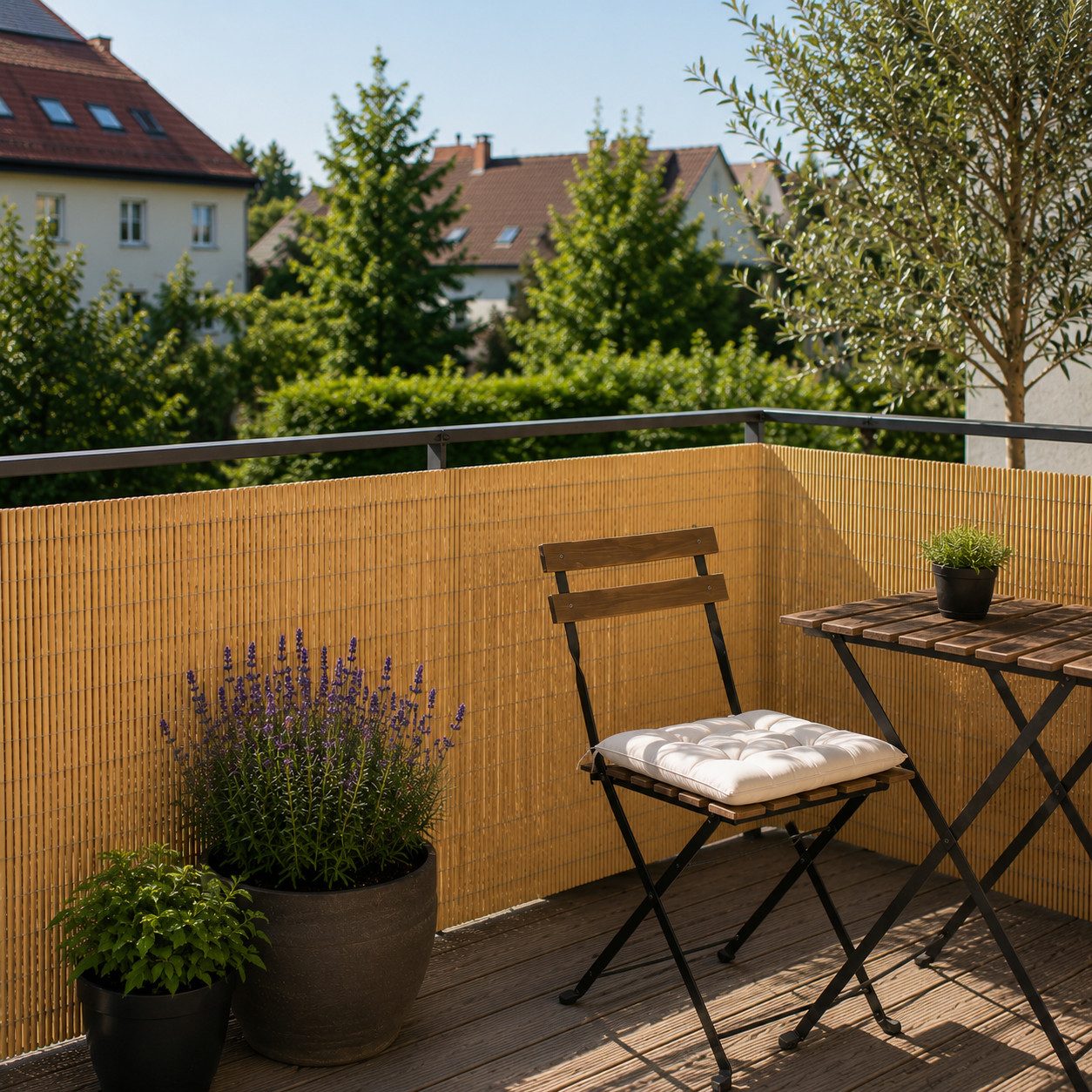 Sekey Balkonsichtschutz Sichtschutzmatte in Natur-Optik, wetterfest für Balkon, Garten & Zaun UV-beständig und wetterfest für Balkon, Garten & Terrasse – Bild 2 von 5