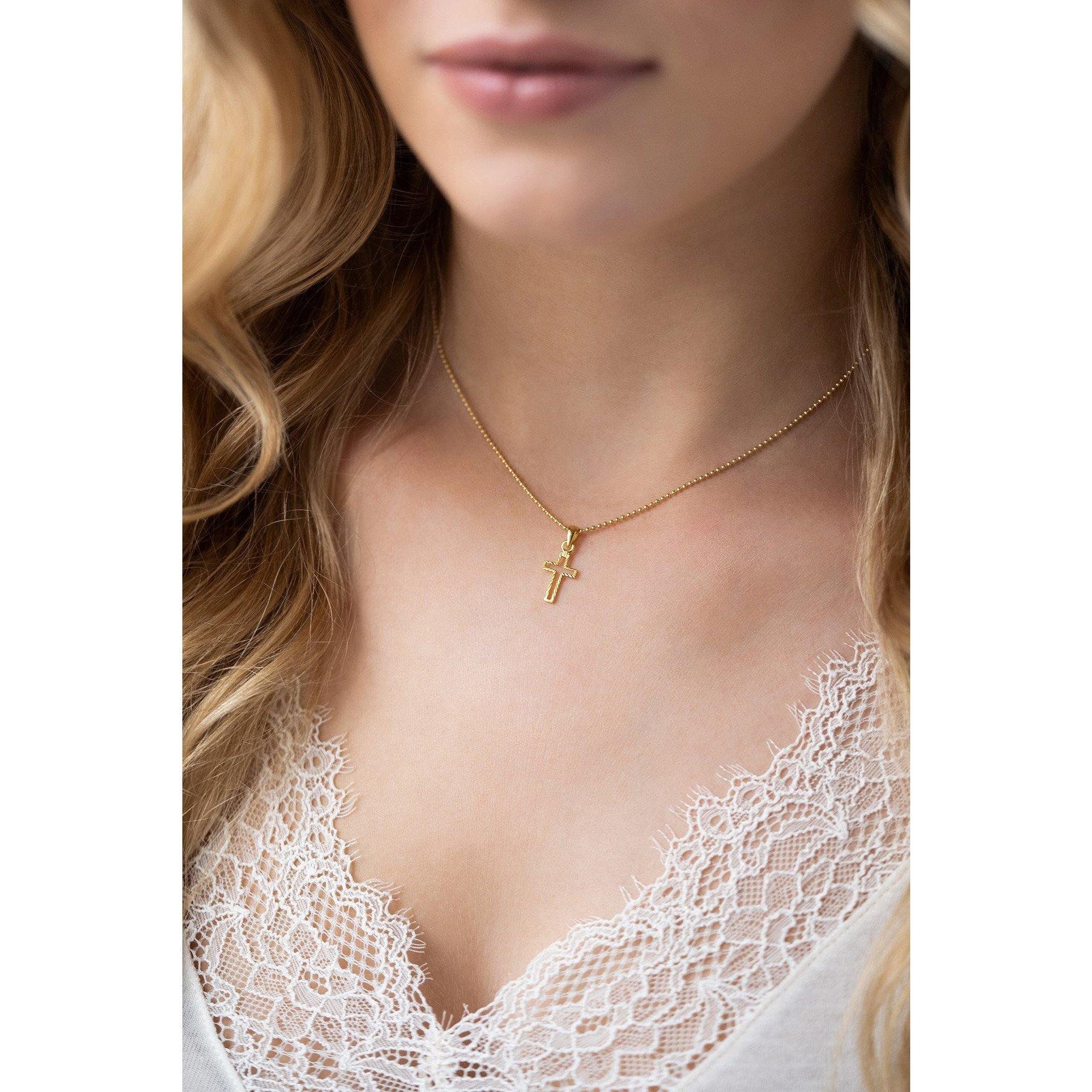 iz-el Silberkette Kette Gold KREUZ GLITZER, günstig online kaufen