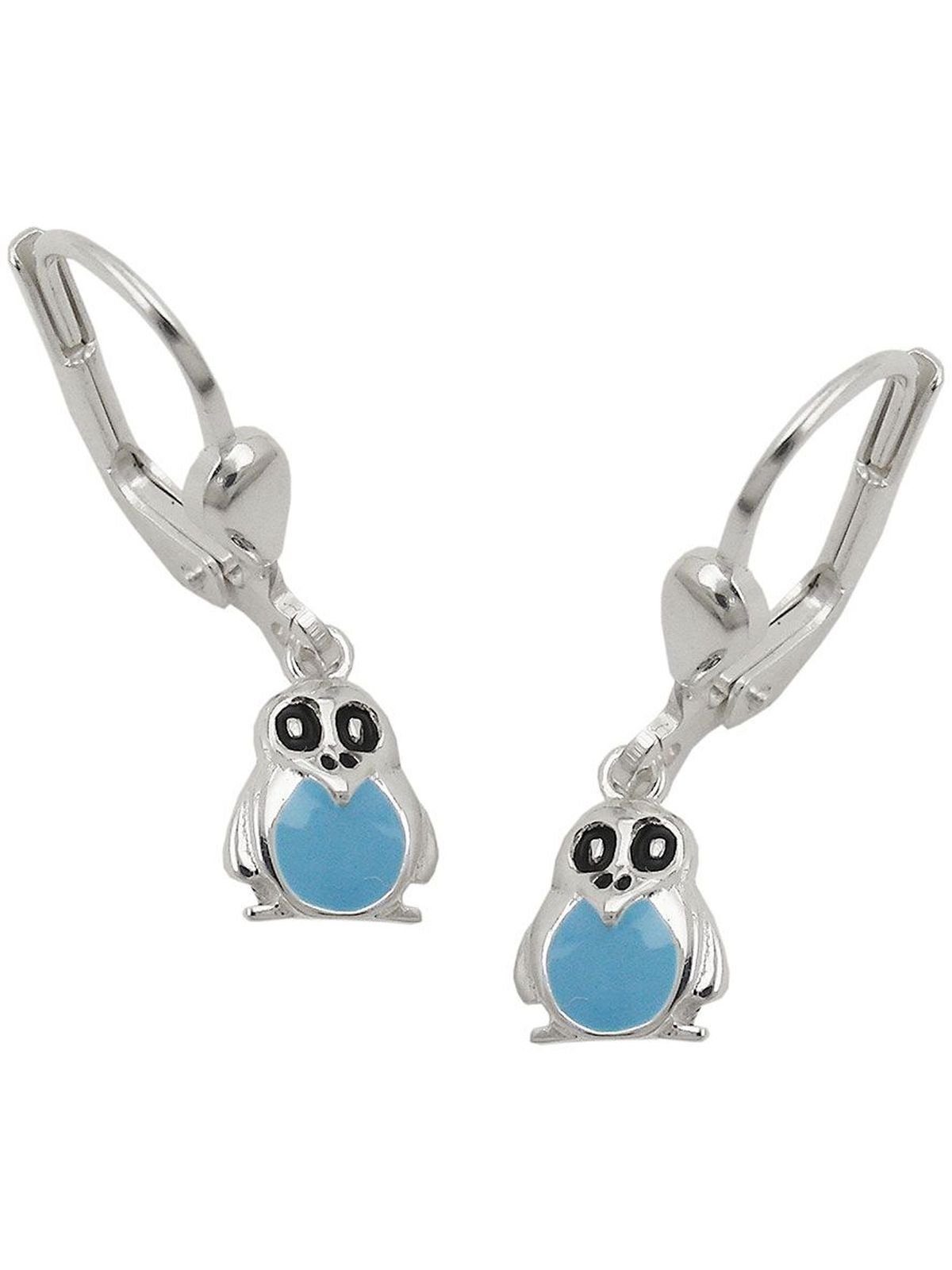 Gallay Paar Ohrhänger Ohrhänger Ohrringe hellblau 925 22x6mm Silber lackiert Pinguin (1-tlg)