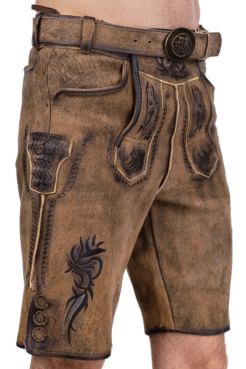 Maddox Trachtenlederhose Lederhose Herren kurz - LAUSER - eiche