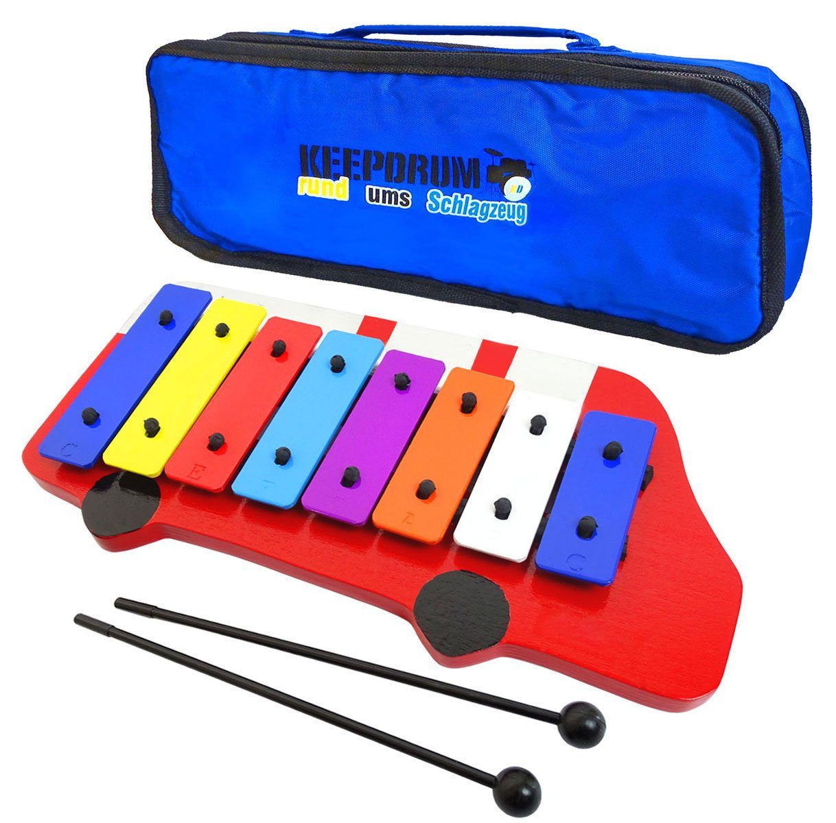 keepdrum Glockenspiel keepdrum Glockenspiel Feuerwehr-Auto mit Tasche MB02