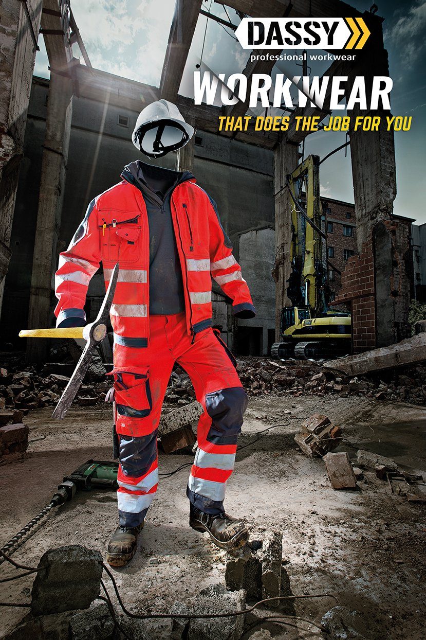 Dassy Arbeitshose Warnschutzhose mit Kniepolstertaschen Chicago (1-tlg)