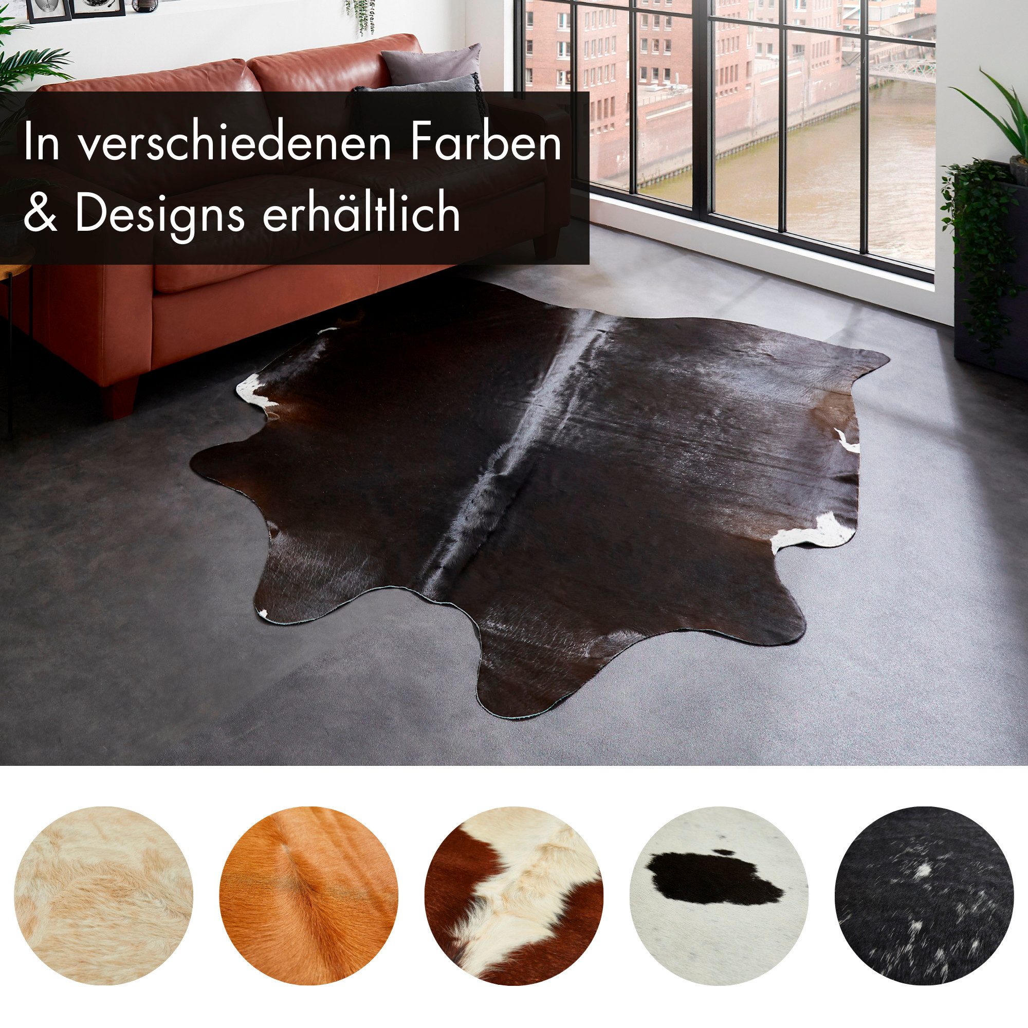 LUXOR living Fellteppich Rinderfell, fellförmig, Höhe: 2 mm, echtes Rinderfell, Naturprodukt - daher ist jedes Fell ein Einzelstück