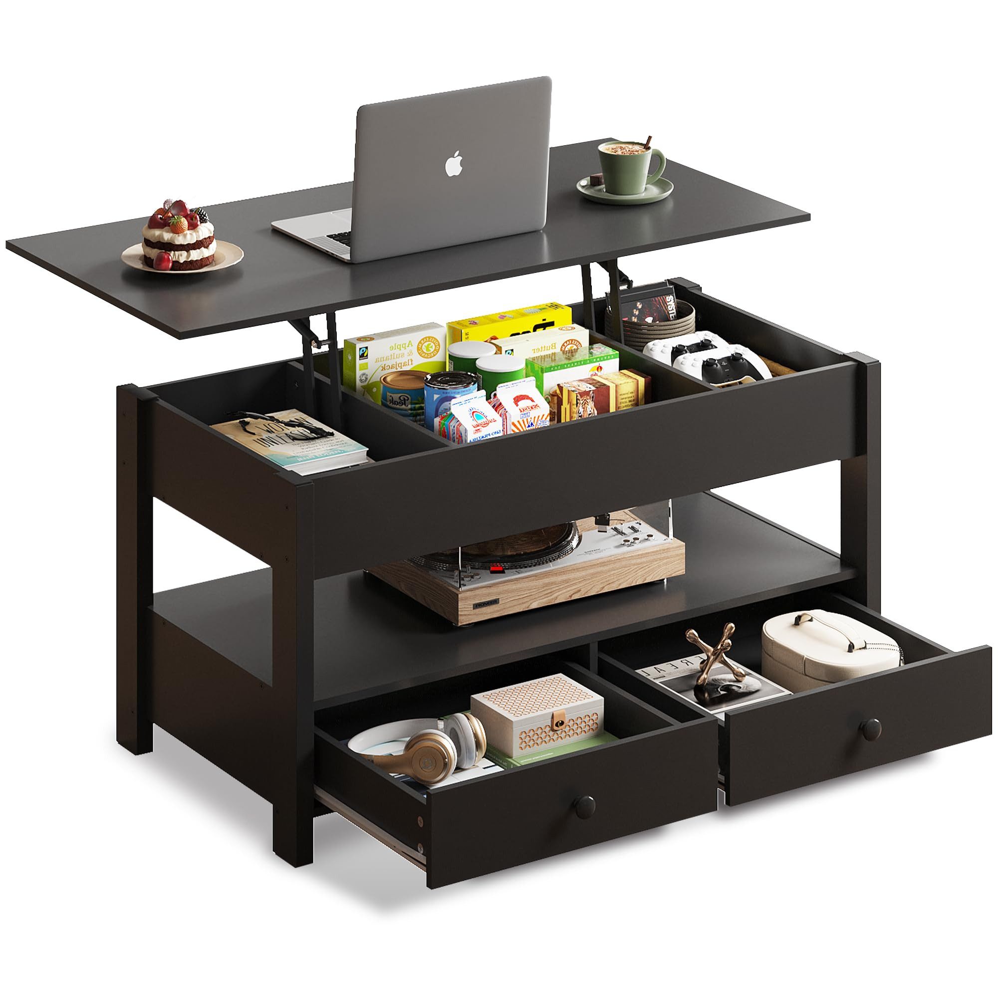 WLIVE Couchtisch mit Lift-Top, höhenverstellbarer Wohnzimmertisch günstig online kaufen